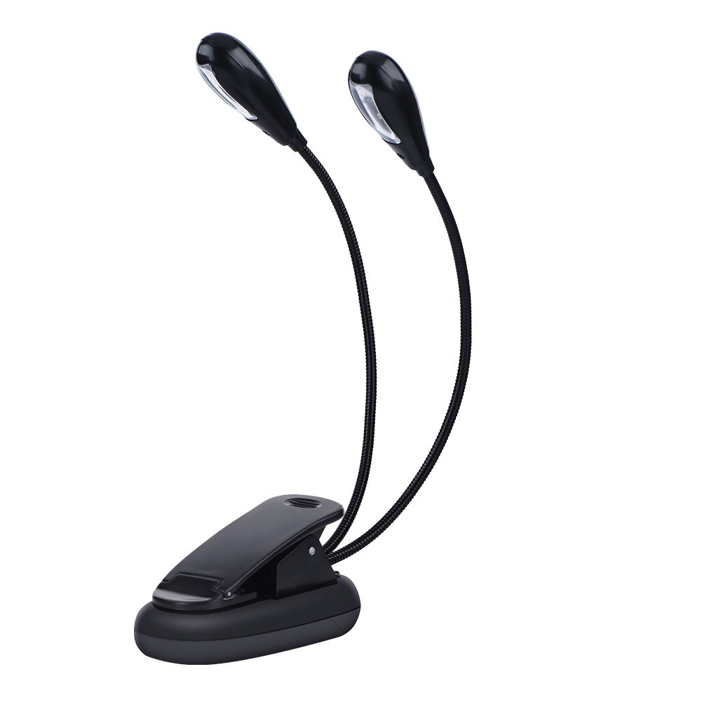 ASHATA LED Music Stand Light with Double Adjustable Arms - Clip On Piano & Book Reading Lamp (8 Beads) - Perfect for Musicians, Students & Night Readers