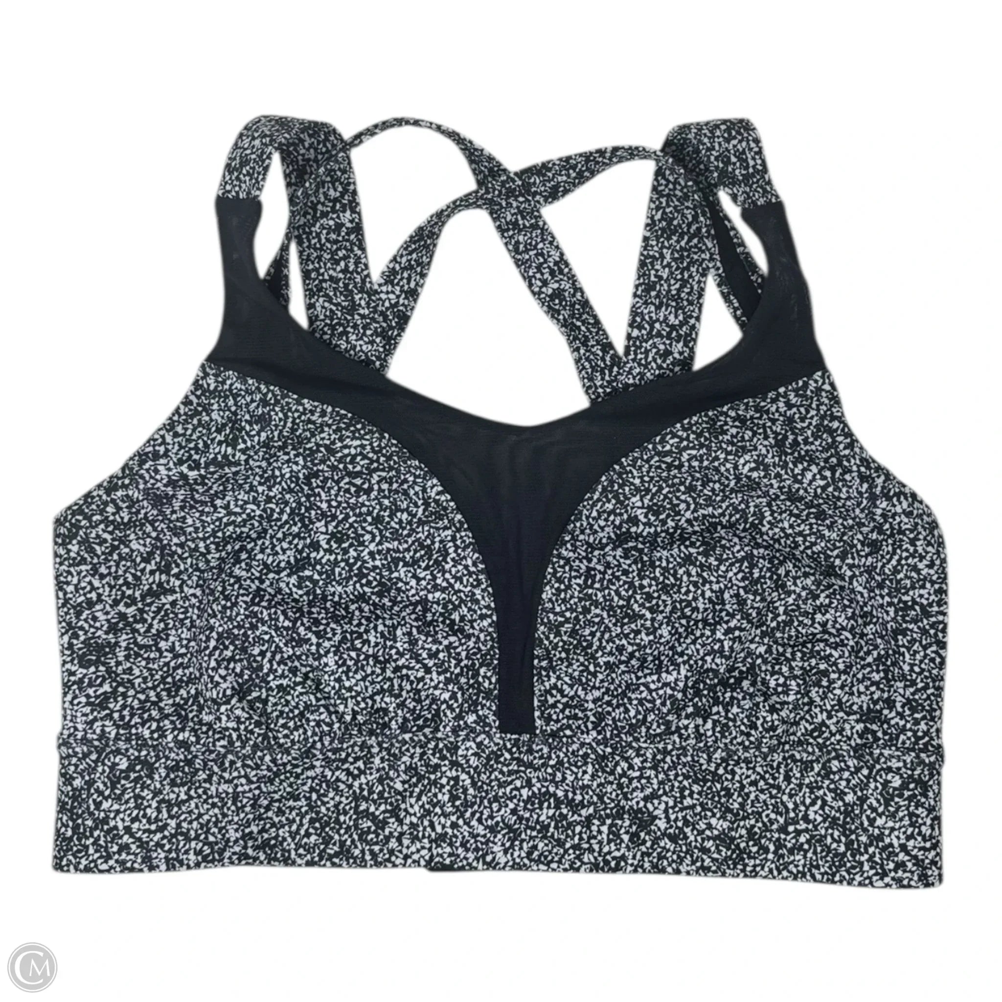 Lululemon Women's Athletic Sports Bra - Black & White, Size 12 - High Support Workout Top for Running, Yoga & Gym