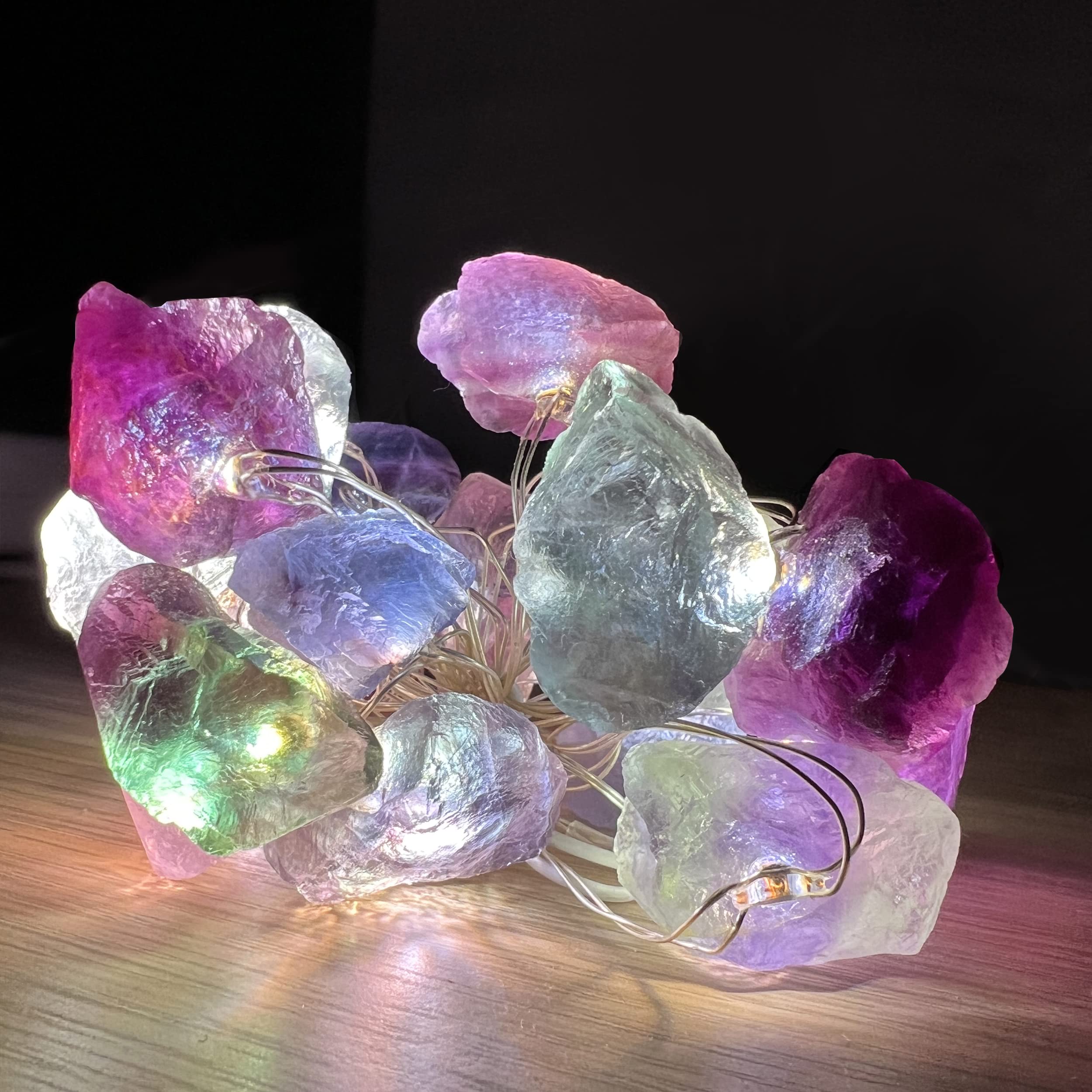 20 LED Colorful Fluorite String Lights - 6.5 FT USB/Battery Operated Crystal Decor for Bedroom, Christmas Tree & Home Decoration | Perfect for Parties, Weddings & Holiday Lighting