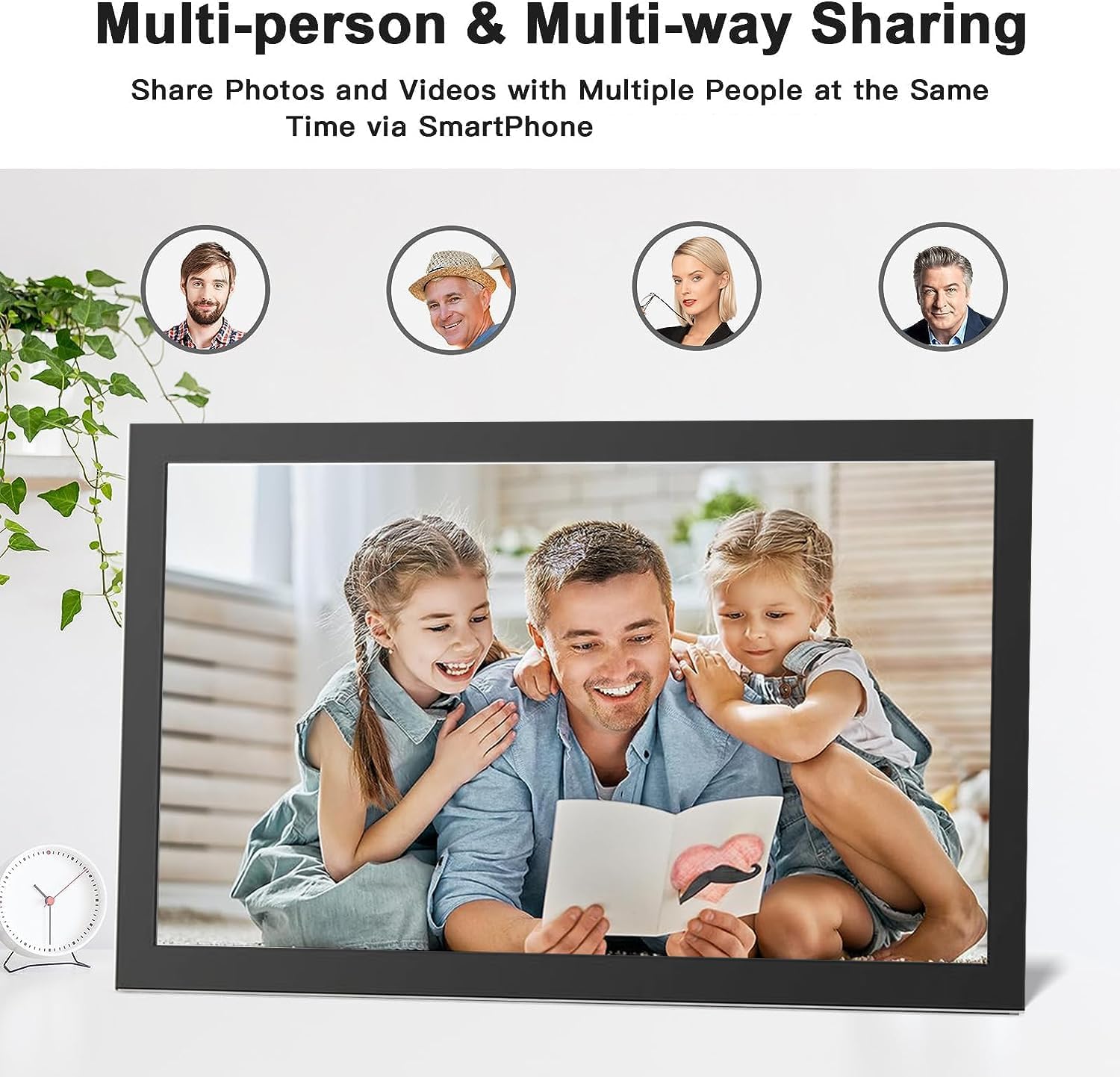 15.6 Inch WiFi Digital Photo Frame with 32GB Memory - Smart Cloud Touch Screen, Auto Rotation, Remote Sharing via Frameo App - Perfect for Home Decor, Office Display & Gift Giving