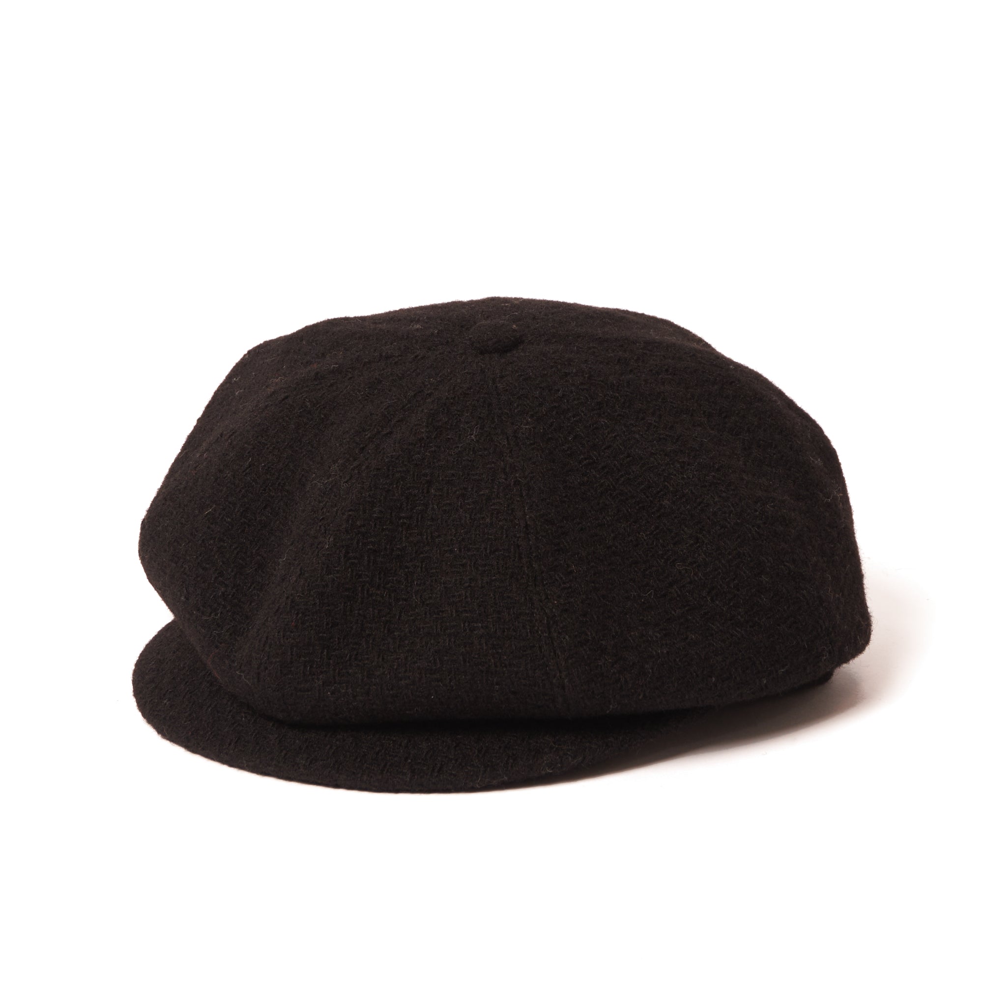 235P Wool Newsboy Cap - Crown Style Flat Cap for Men & Women - Classic Black Winter Hat for Casual & Outdoor Wear