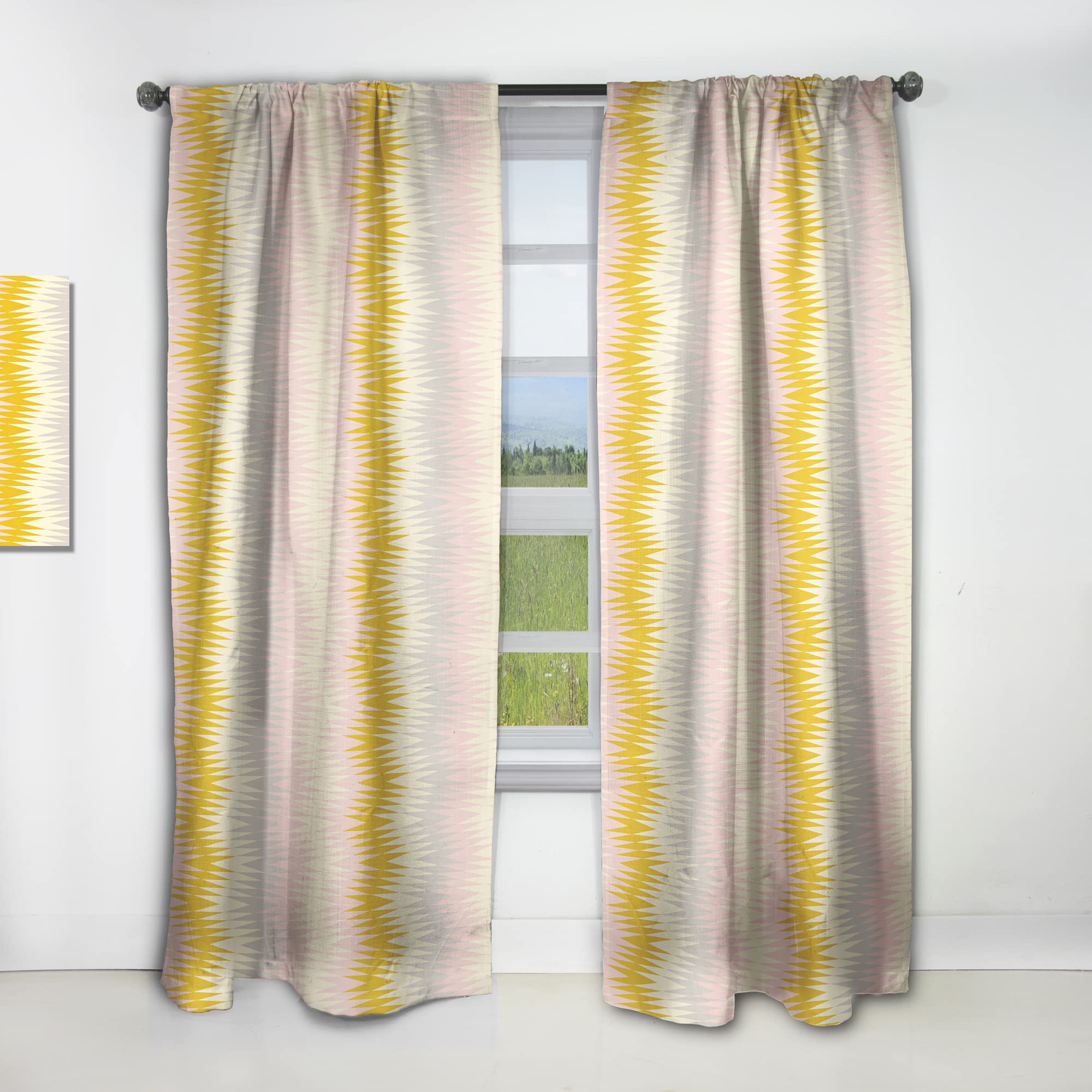Retro Abstract Design IV Thermal Insulated Curtains - 52x95 Inch Single Panel for Bedroom & Living Room - Blackout Drapes for Home Decor & Privacy