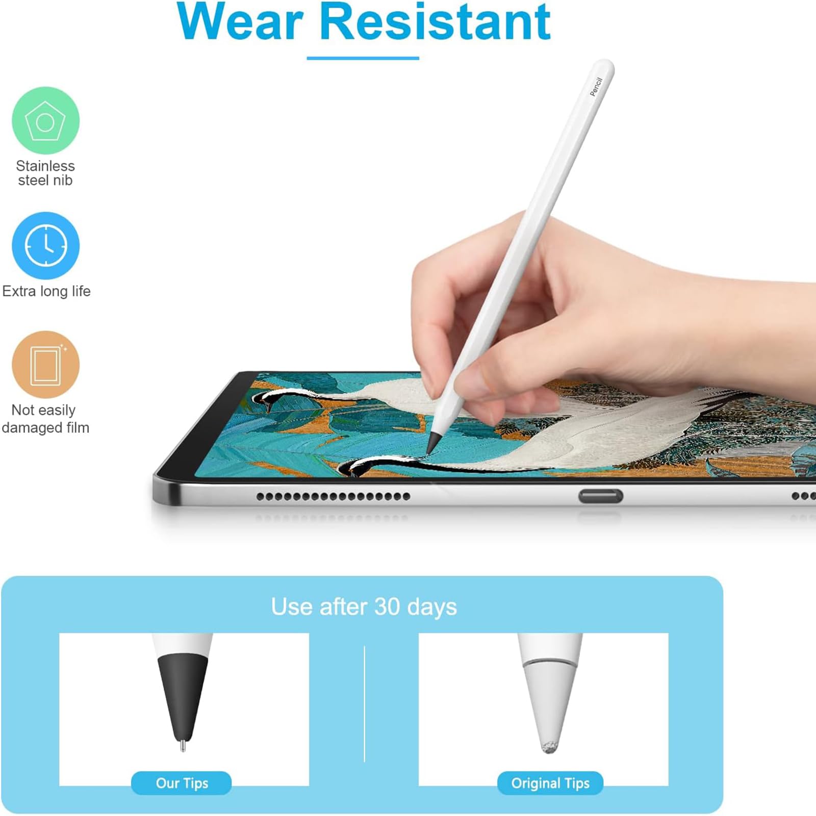 Apple Pencil Tips 2-Pack for Pro/1st/2nd Gen - Precise 0.72mm Nibs for iPad Drawing & Note-Taking