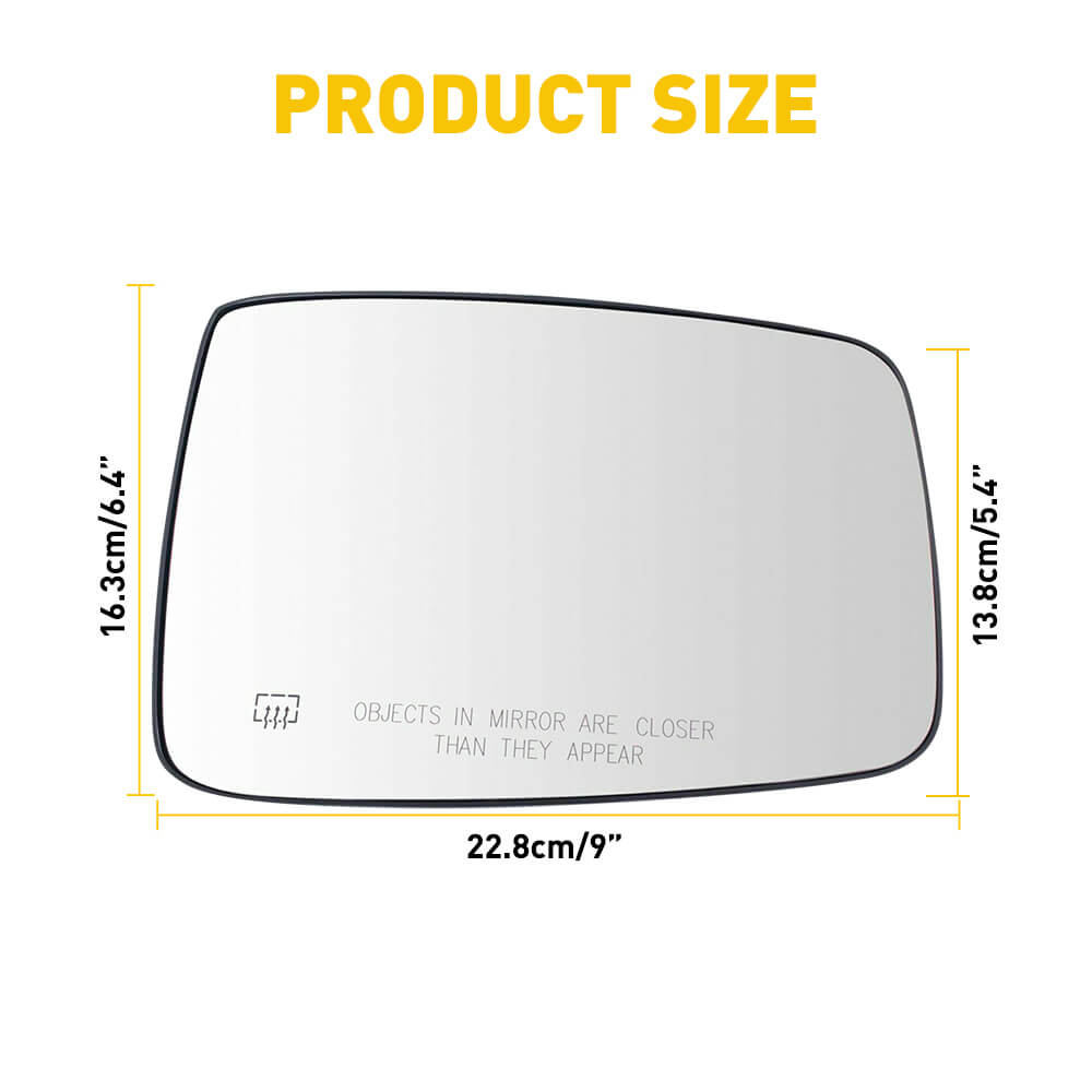 Heated Mirror Glass Replacement for 2010-2019 Dodge Ram 1500 2500 & 2019 Ram 1500 Classic (Left/Right Side) - Defrosting Side View Mirrors for Winter Driving Safety