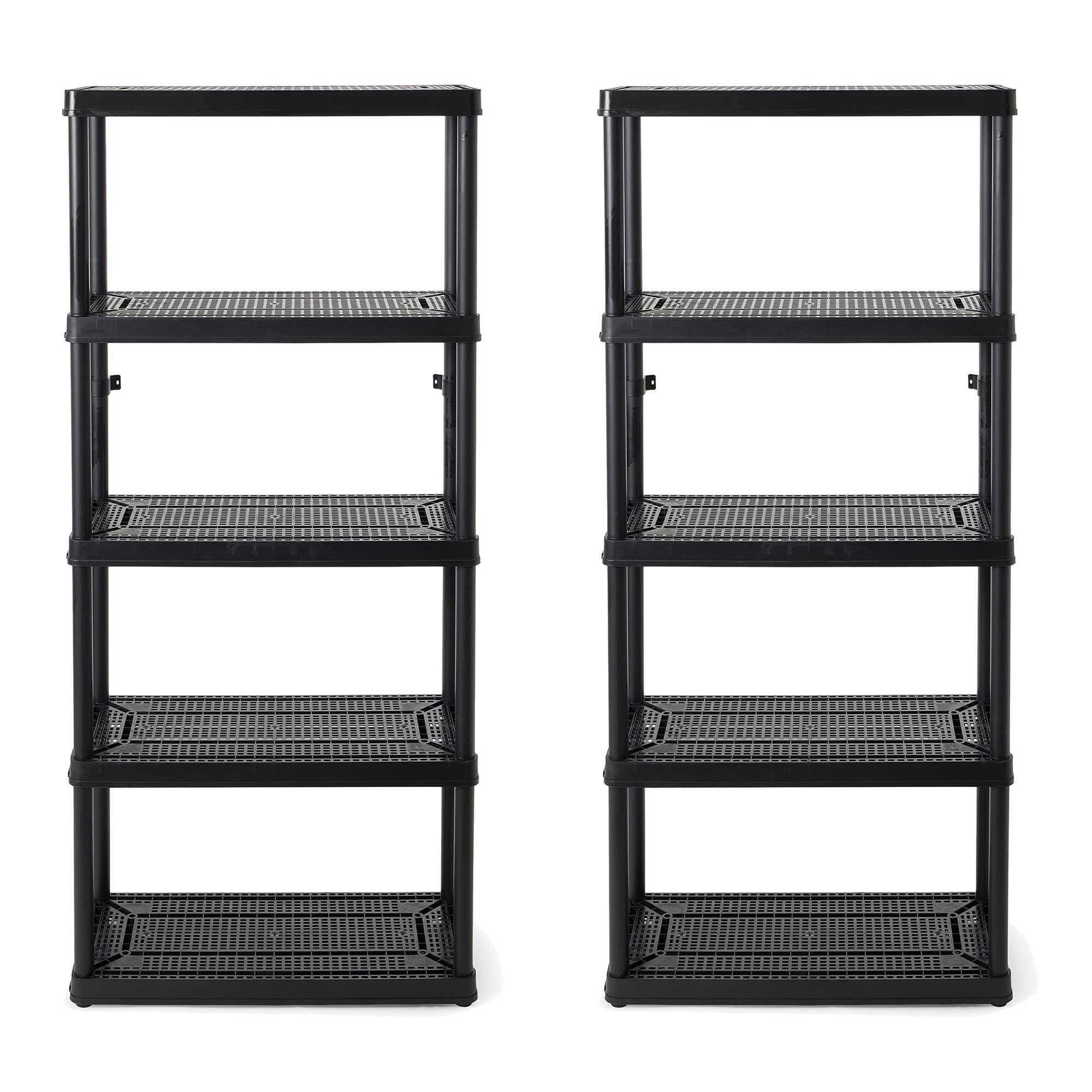 Gracious Living 5-Shelf Heavy Duty Storage Rack - Black (2 Pack) | Ventilated Shelving Unit for Home Organization, Garage, Basement & Laundry Room | Space-Saving Storage Solution for Clutter-Free Living
