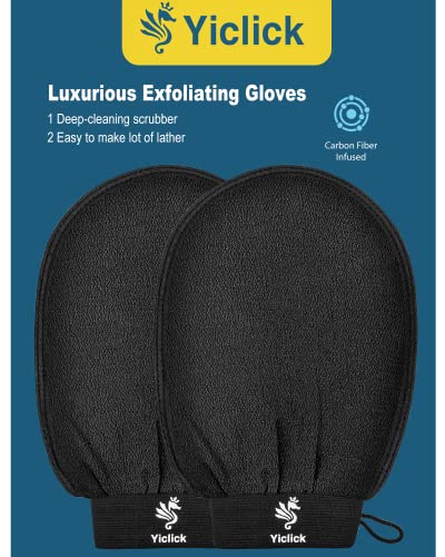 Yiclick Exfoliating Gloves 2 Pack - Deep Exfoliating Mitt for Dead Skin Removal & Keratosis Pilaris Treatment - Body Scrubber for Smooth Skin - Perfect for Shower, Bath & Spa Exfoliation