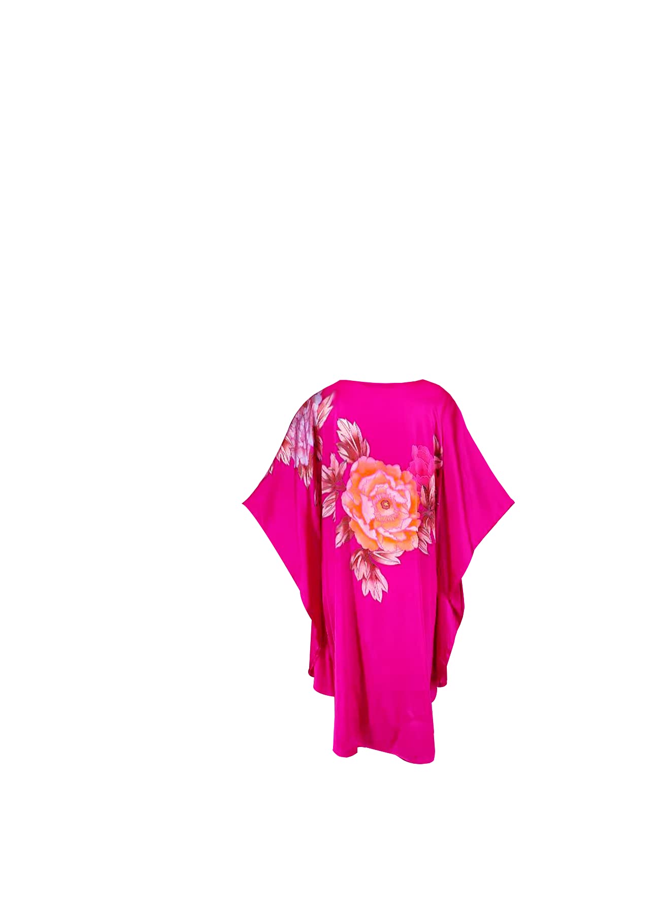 Luxury 100% Silk Pajamas for Women - Floral Print Silk Kimono Robe with Doll Sleeves - Elegant Loungewear & Bridal Shower Gift for Spa Nights and Relaxation at Home