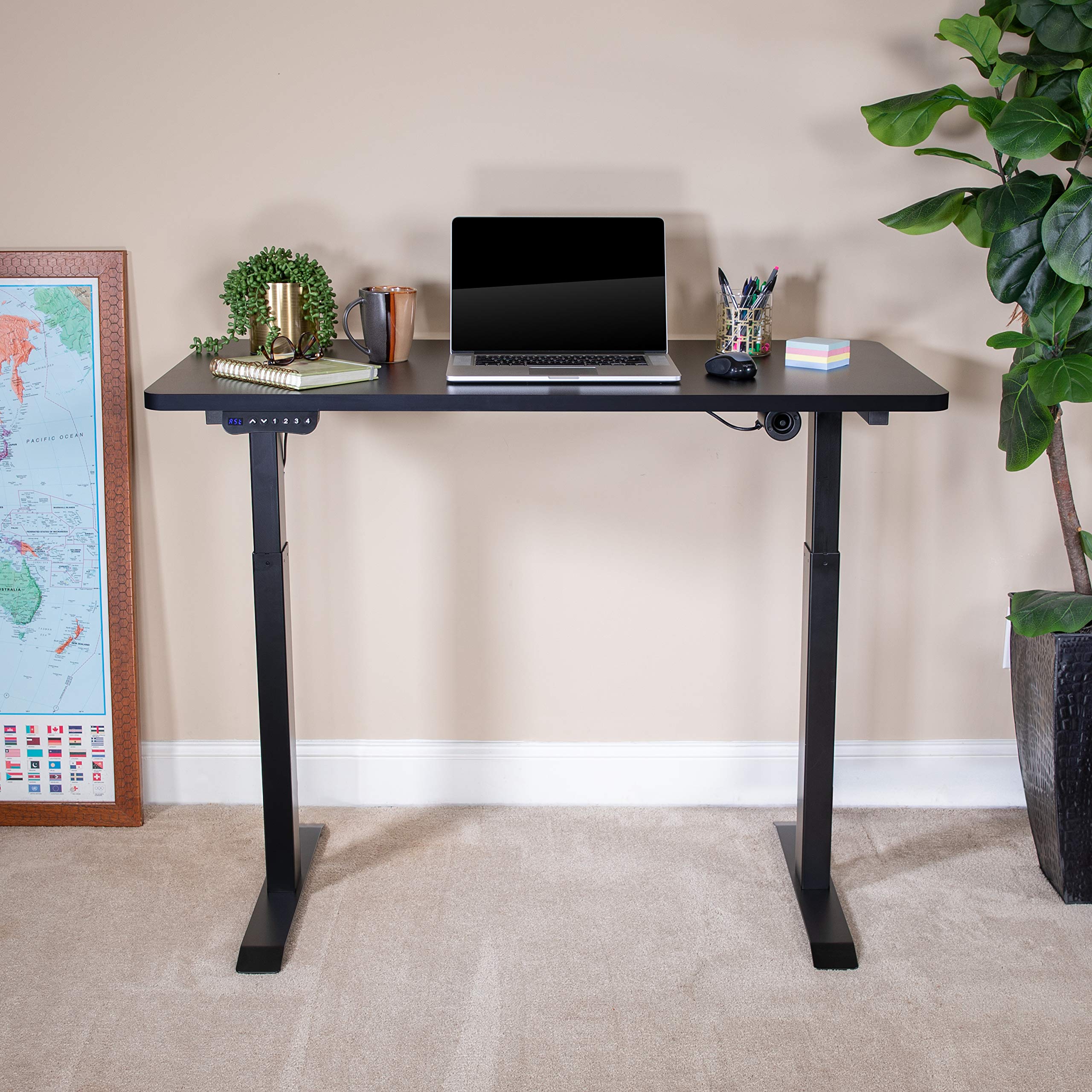 Electric Height Adjustable Standing Desk 48x24 Inches - Black Ergonomic Office Desk with Memory Presets - Perfect for Home Office, Gaming & Workspace Setup