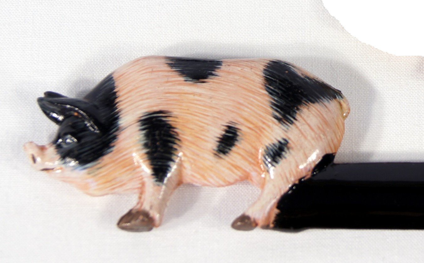 Hand Painted Black and White Pig Letter Opener - Unique Office Desk Accessory for Mail Opening, Gift for Stationery Lovers, Pig Theme Collectors