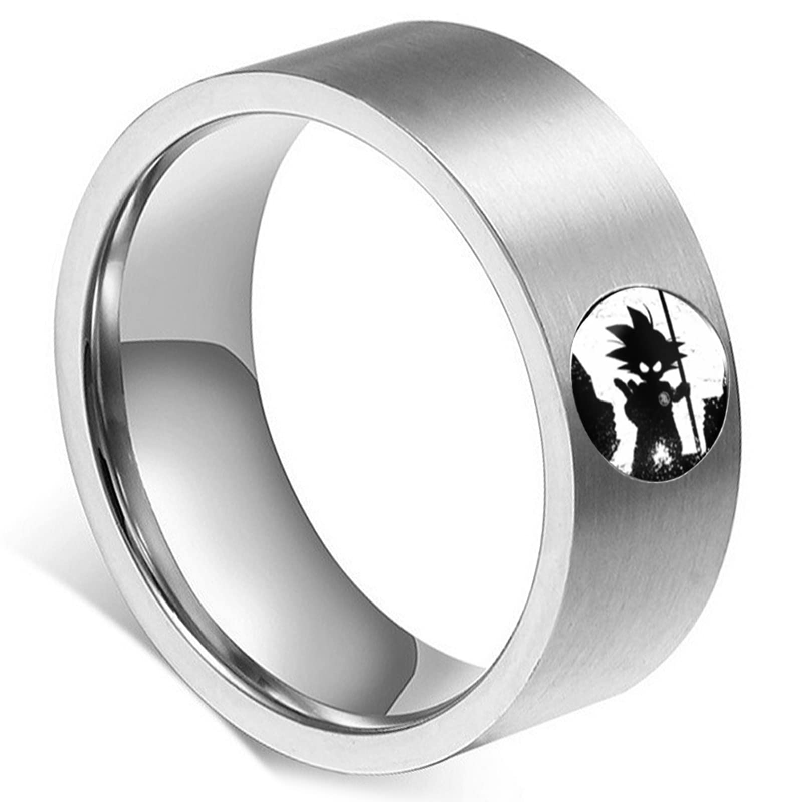 YWDREAM Anime Spinner Rings for Men - Black Stainless Steel Adjustable Size 6-13 (8mm Width) - Perfect for Cosplay, Gift Giving & Anime Fans Collection