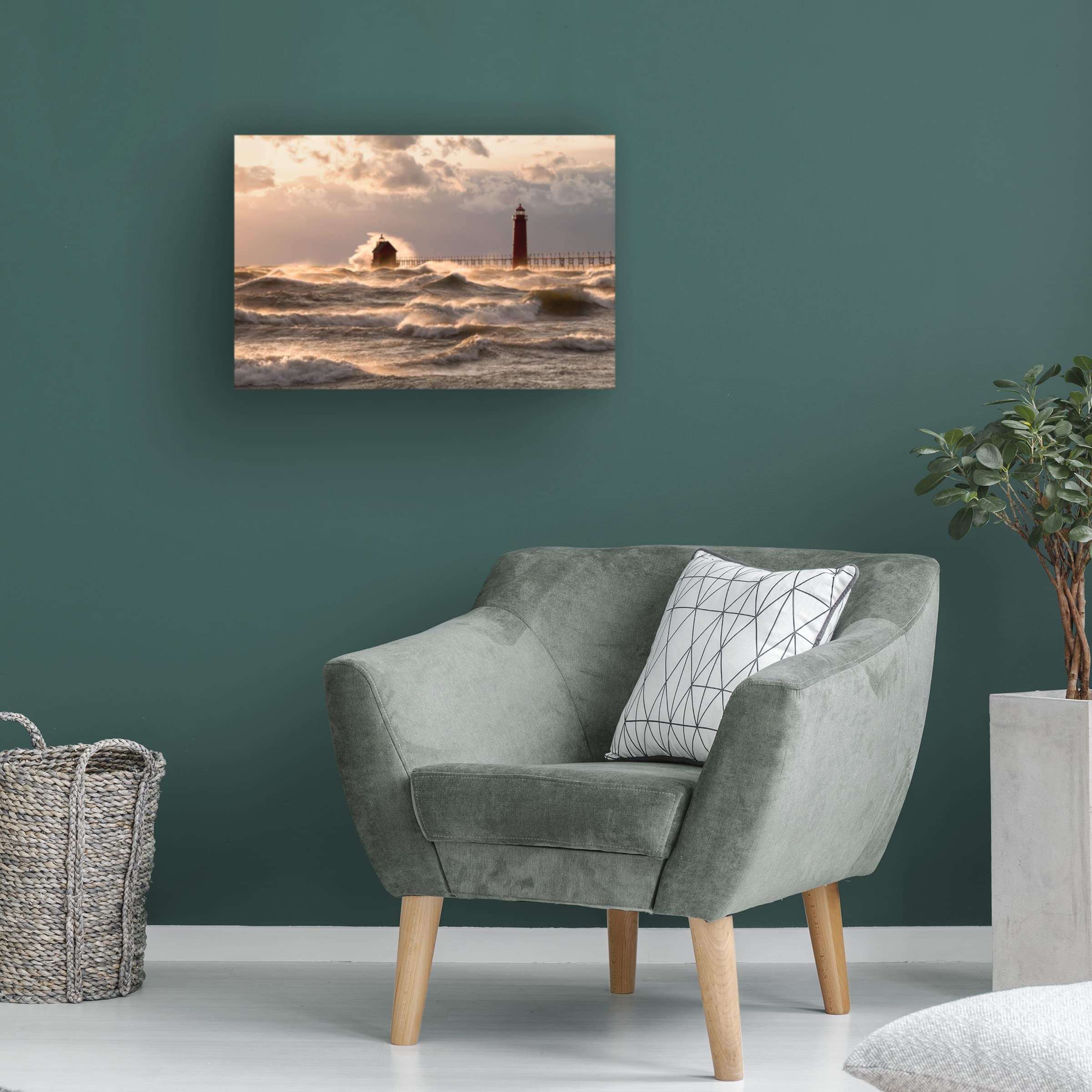 Trademark Fine Art 'Raging Lake' Canvas Wall Art Print by Alex Li - Stunning Nature Landscape Painting for Living Room, Bedroom & Office Decor