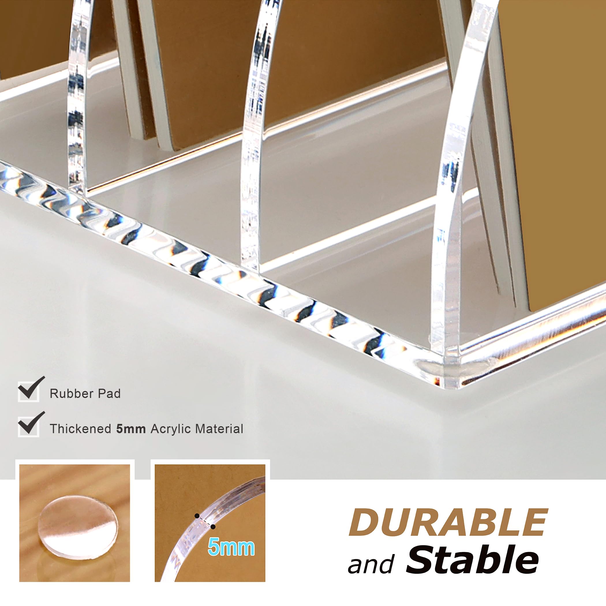 SANRUI Clear Acrylic Desk File Organizer - 4 Vertical Compartments Magazine File Holder for Office Organization | Workspace Storage Solution for Documents, Folders & Office Accessories | Perfect for Home Office, School & Workplace
