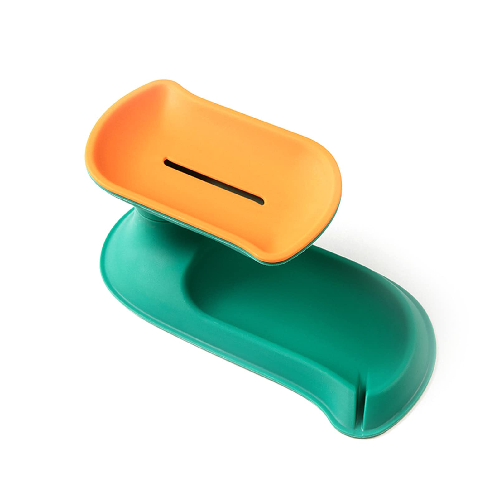 JESEBROD Double Layer Soap Holder with Drain Tray - Durable PP Plastic Soap Box, Soap Storage Rack for Bathroom, Kitchen Sink & Shower - Green (Perfect for Keeping Countertops Dry & Organized)