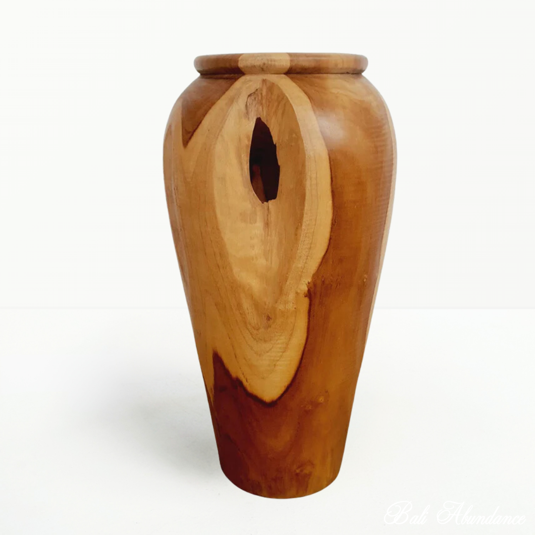 Premium Teak Wood Plant Pot - Handcrafted Indoor & Outdoor Planter for Succulents, Herbs, and Flowers | Perfect for Home, Garden, and Patio Decor