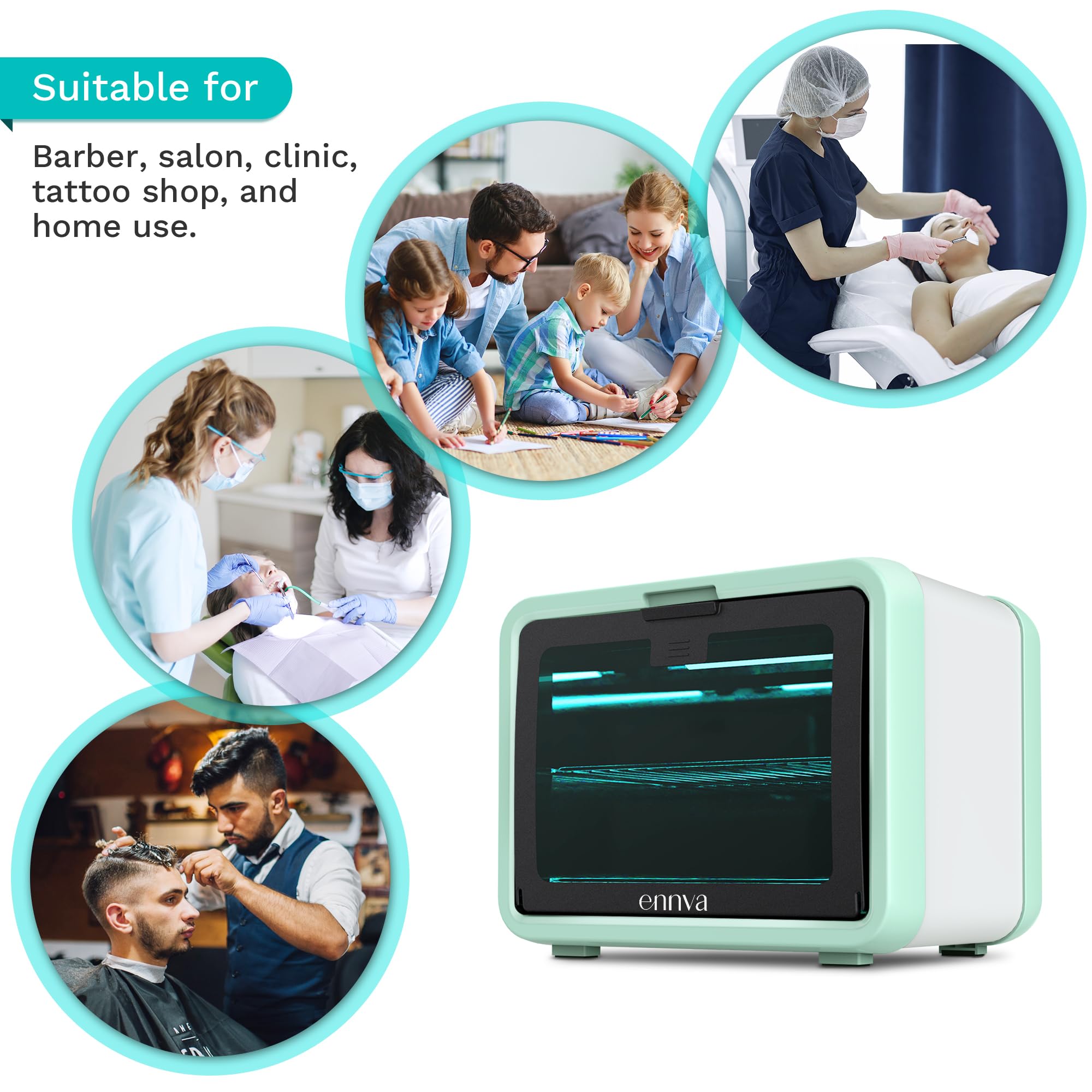 ENNVA UV Light Sanitizer for Nail Tools - Large Sterilization Box for Salon Equipment, Phones, Toys & More - Multi-Functional UV Cleaning Cabinet (Green) | Perfect for Nail Salons, Home Disinfection & Baby Item Sanitizing