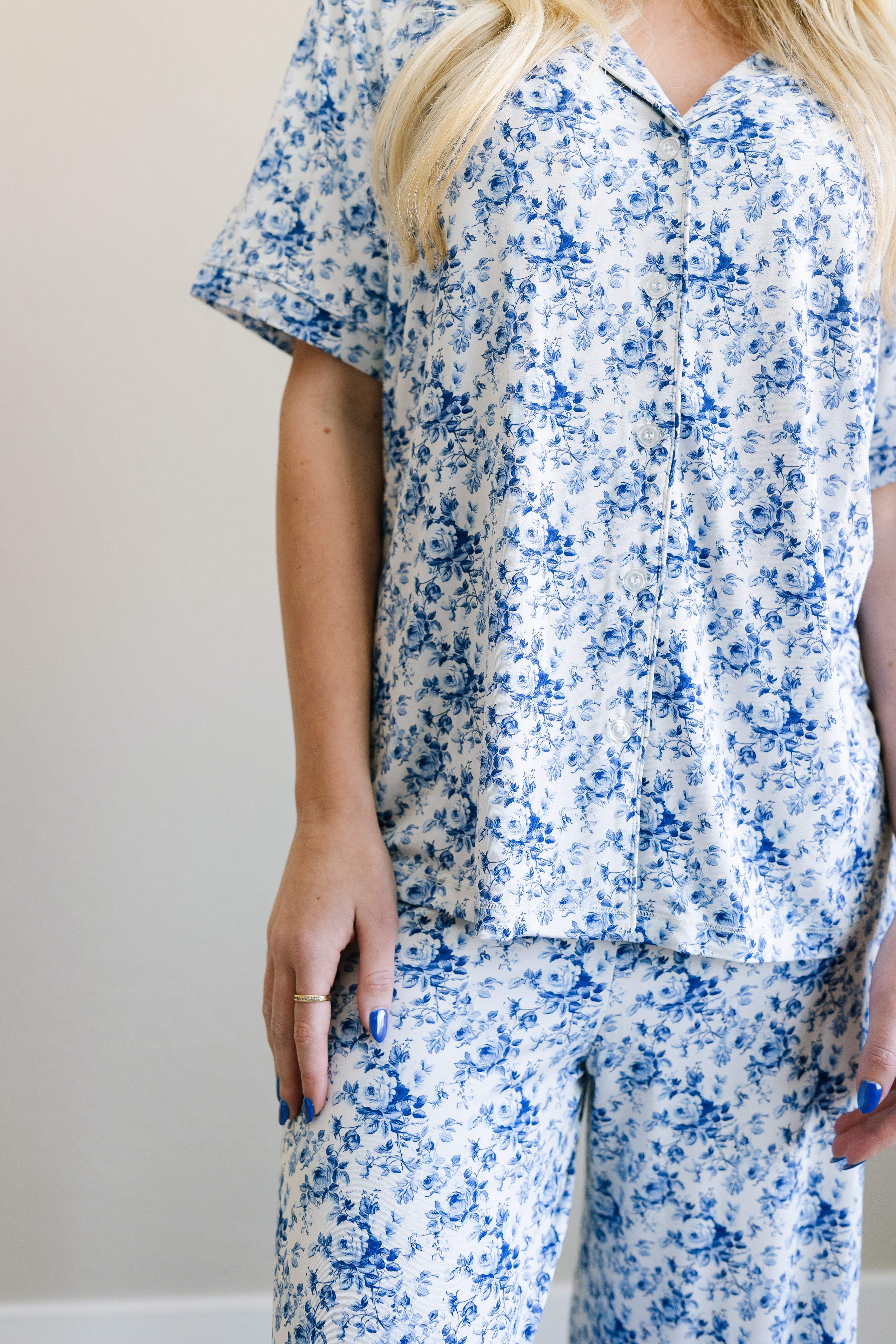 Blue Haven Women's Short Sleeve Pajama Set - Soft Cotton Sleepwear for Summer & Lounge Wear - Perfect for Bedtime, Relaxing at Home, and Sleepovers