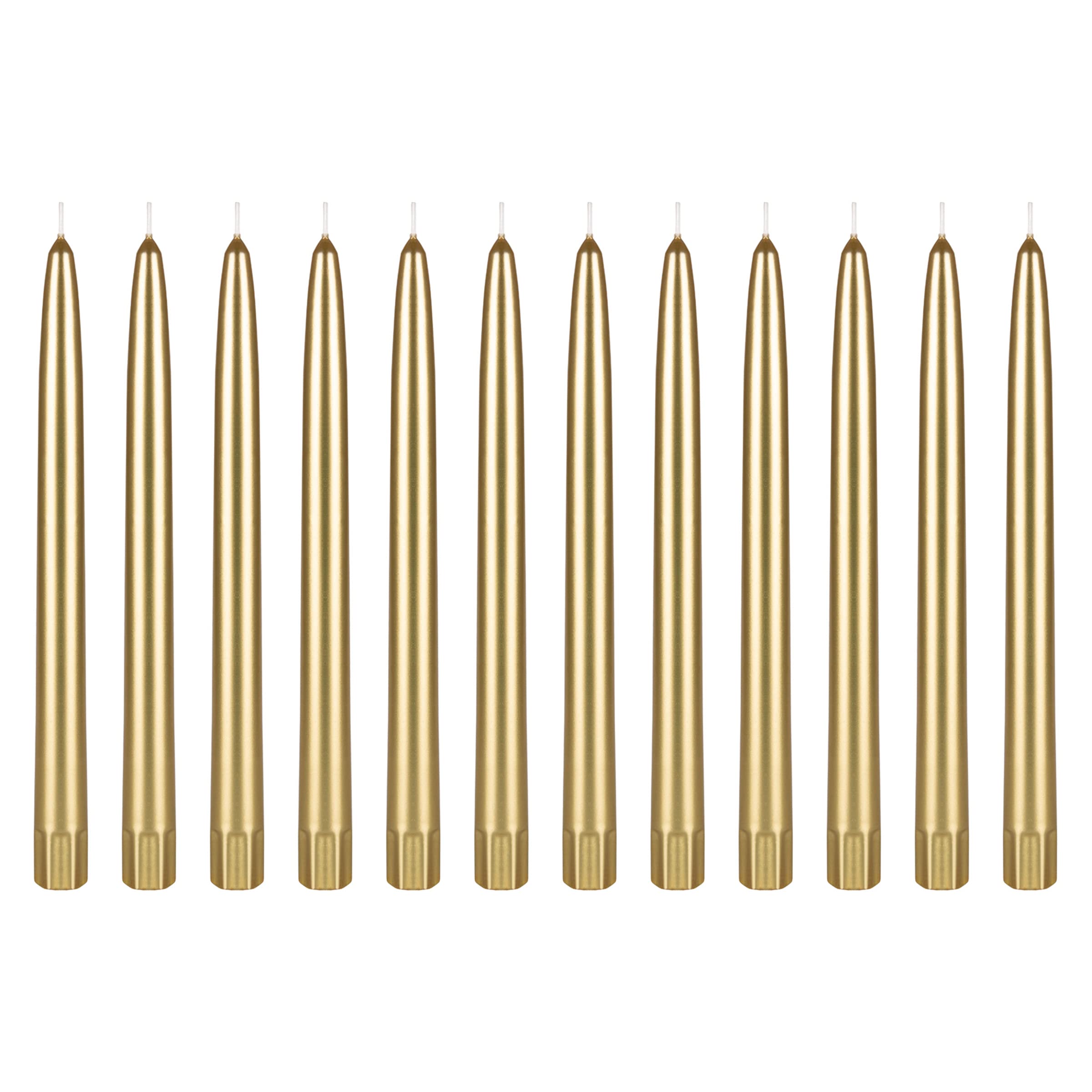Premium 12-Pack Unscented Gold Taper Candles - 10 Inch Hand-Poured Wax Candles for Wedding Centerpieces, Romantic Dinners & Home Decor | Perfect for Birthdays, Celebrations & Special Events