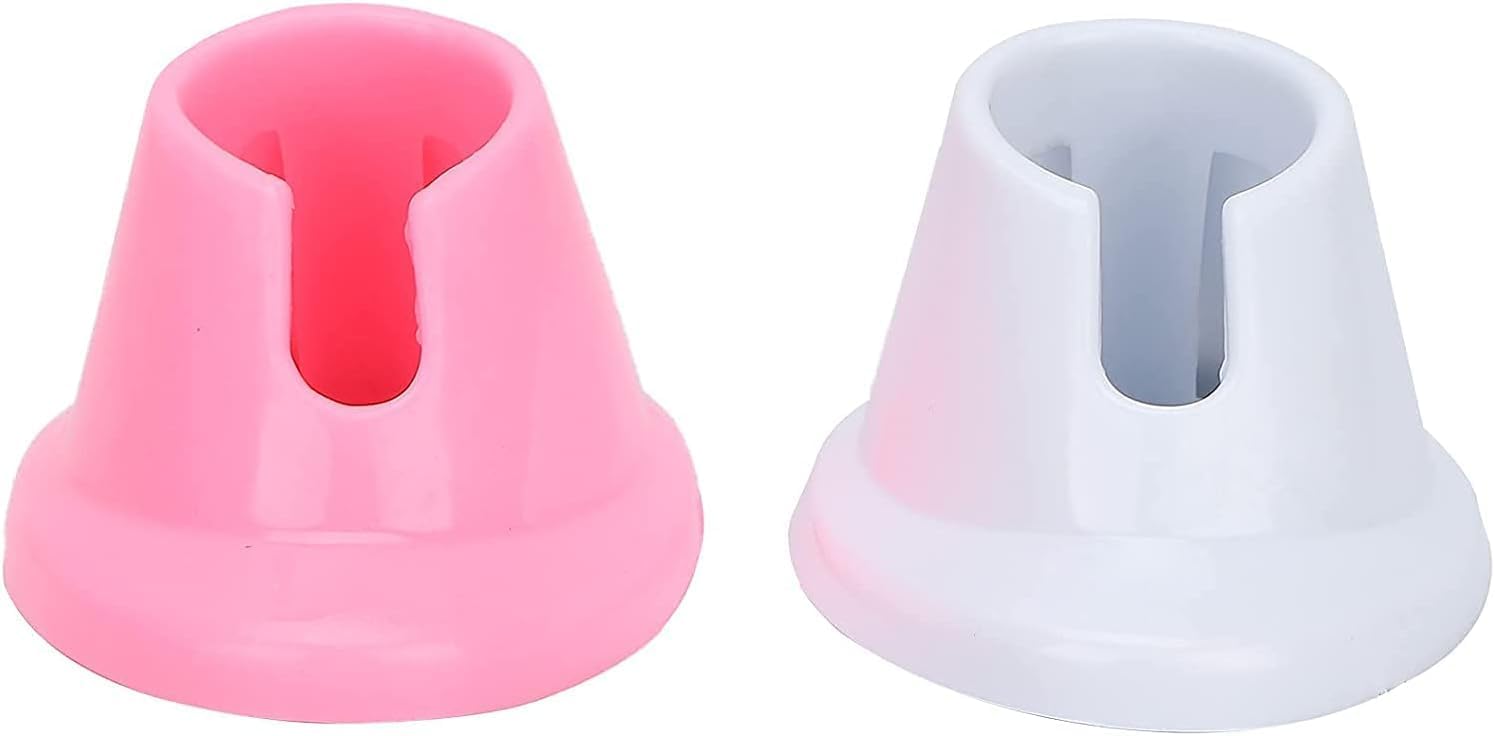 2Pcs Pink & White Soft Rubber Nail Polish Bottle Holder - Anti-Spill Nail Art Organizer Stand for Salon & Home Manicure Tools - Perfect for Nail Polish Display & Storage in Beauty Salons, Home Nail Stations & Professional Makeup Kits