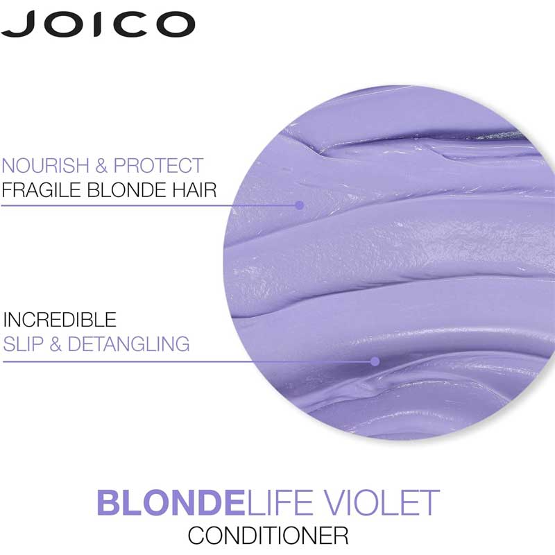 Joico Blonde Life Violet Conditioner for Blonde & Highlighted Hair - Tones Brassiness & Enhances Shine - Perfect for Salon-Quality Color Care at Home