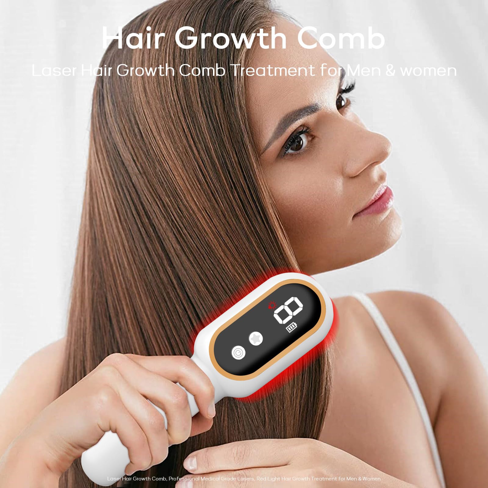 Laser Hair Growth Comb for Men & Women - FDA Cleared Red Light Therapy Hair Regrowth Treatment, Electric Scalp Massager for Thicker Hair & Alopecia Relief | Home Use, Salon Treatment & Hair Care Routine