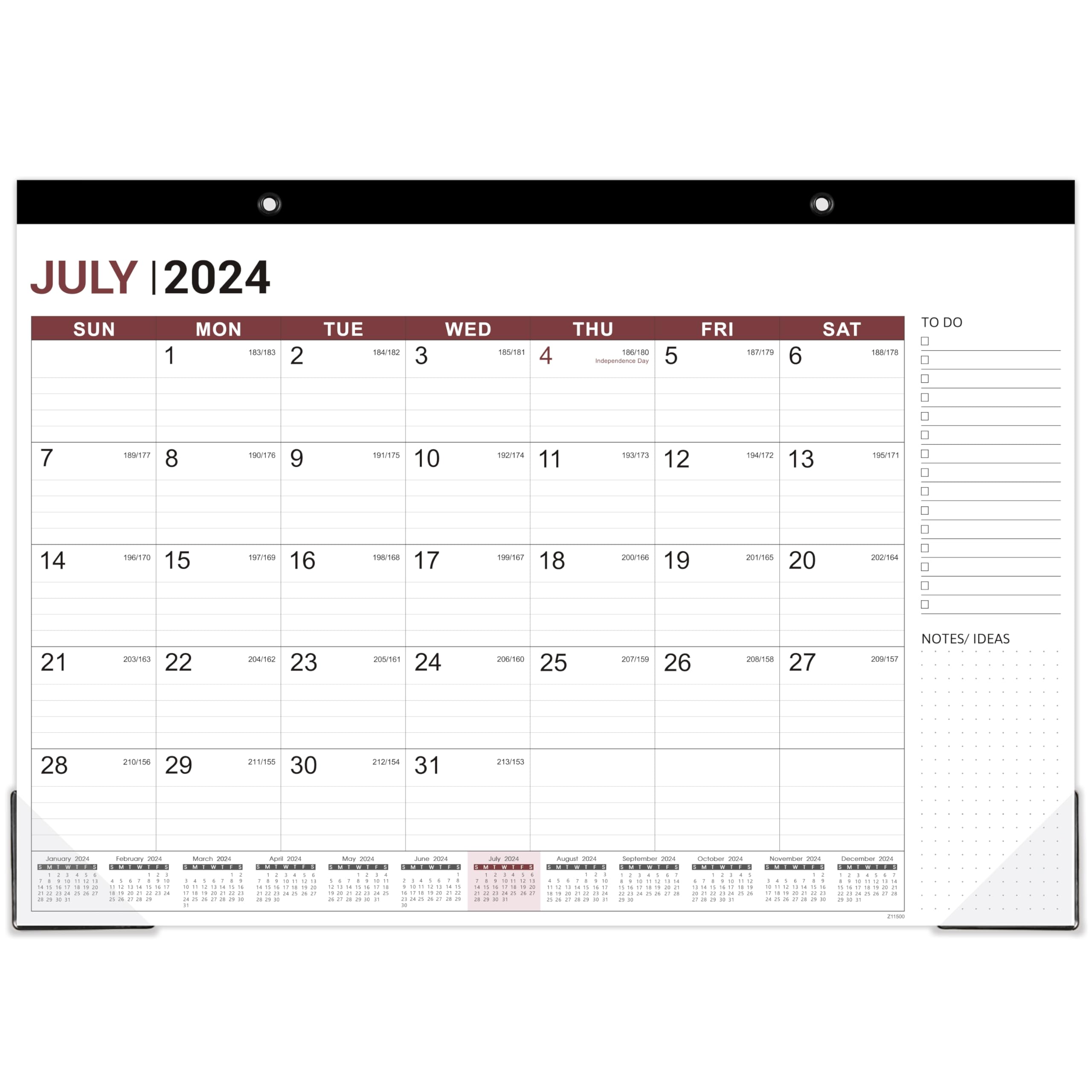2025 Desk Calendar 18 Months (July 2024 - December 2025) - 12