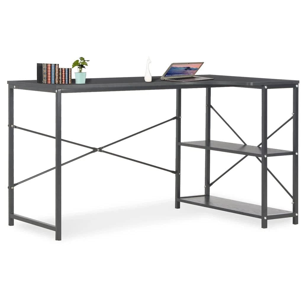 vidaXL 47.2 Inch Computer Desk for Home Office, Black Study Writing Desk with Sturdy Metal Frame, 28.3