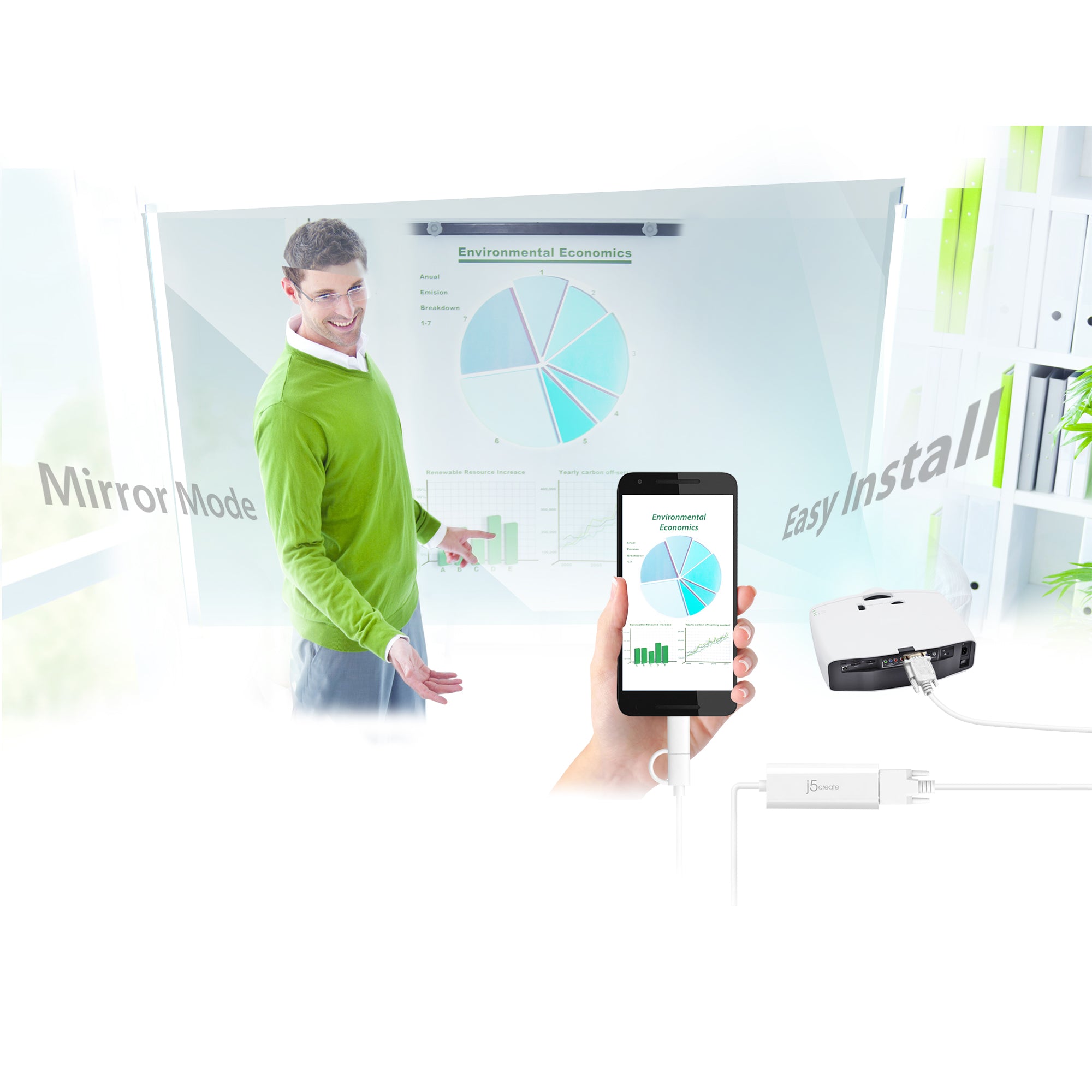 Android™ USB to VGA Adapter - Connect Laptop/PC to Monitor or Projector - for Presentations, Gaming & Home Office Setup