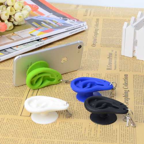 Creative Silicone Suction Stand & Cable Organizer for Smartphones - Keychain Earphone Holder for Home, Office, and Travel Use