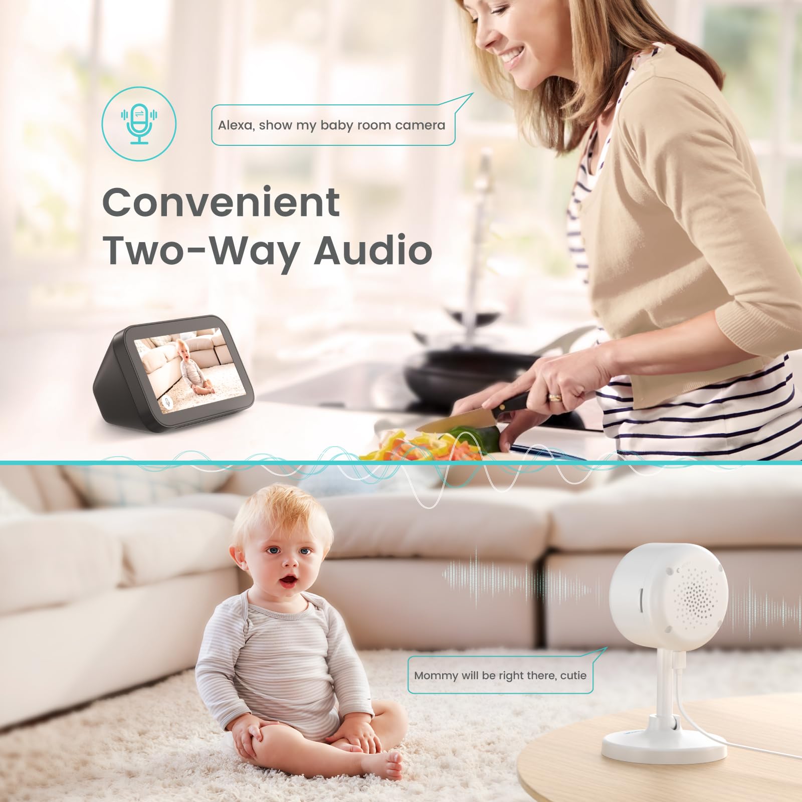 Litokam 2K Indoor Security Camera 2 Pack - WiFi Pet Camera with Night Vision, Motion & Sound Detection for Baby/Elder/Pet Monitoring - Ideal for Home, Nursery & Pet Safety (5GHz/2.4GHz Dual Band)