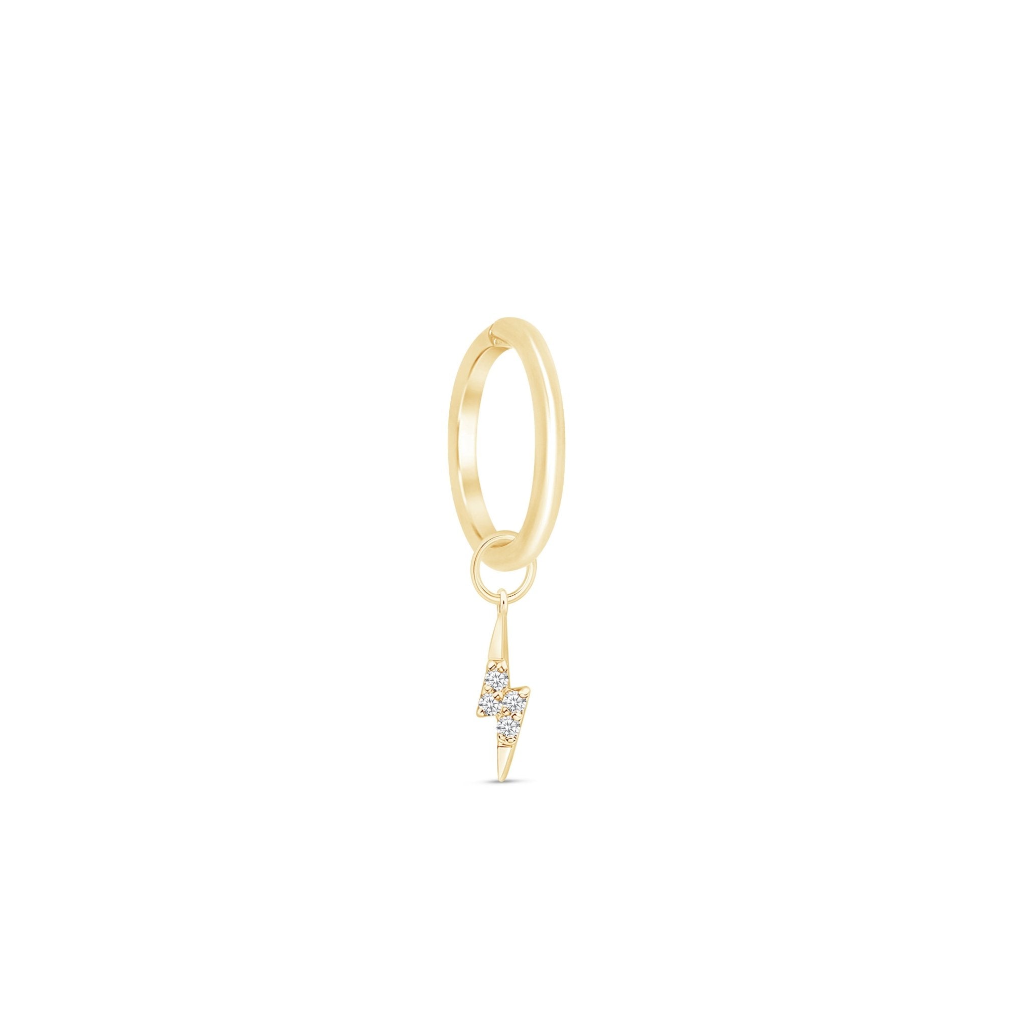 14k Yellow Gold Hoop Earrings with Lightning Bolt Charm - Perfect for Everyday Wear, Gifts & Special Occasions