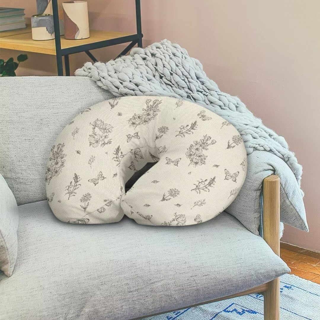 TSVAGA Floral Print Nursing Pillow Cover - Soft Removable Cotton Breastfeeding Pillow Case for Baby Girls & Moms | Fits Standard Nursing Pillows | Perfect for Breastfeeding, Bottle Feeding & Comfort