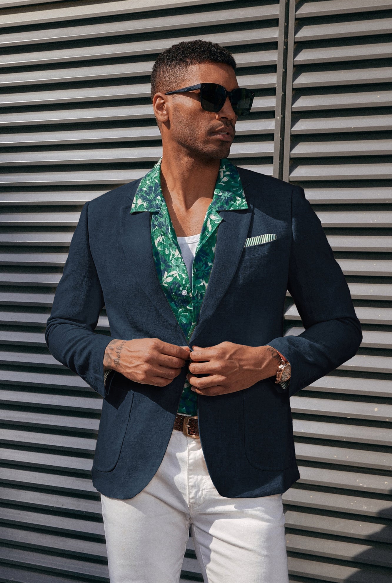 Men's Slim Fit Linen Blazer - Lightweight Casual Sport Coat with 2 Buttons for Business Casual & Summer Outdoor Wear