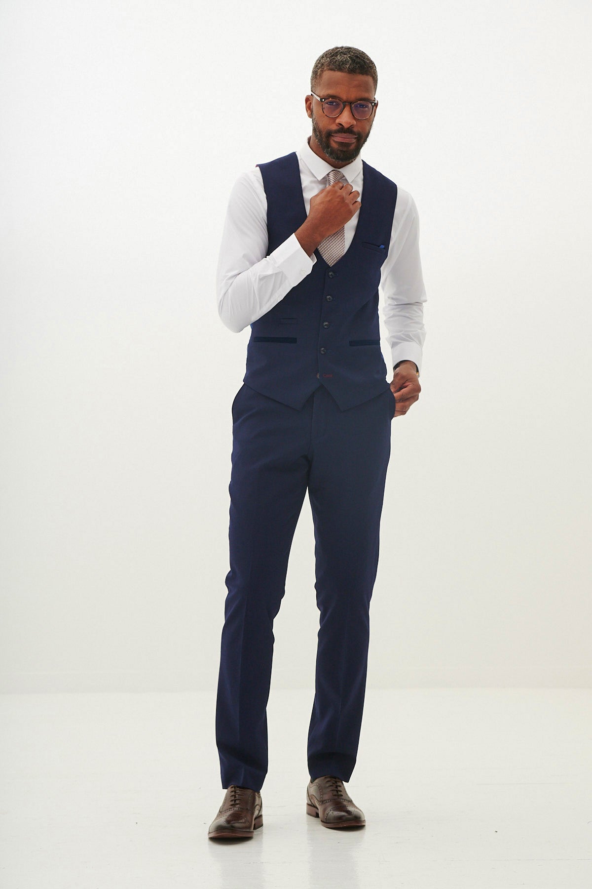 BROMLEY Navy Single Breasted Check Waistcoat for Men | Formal & Business Attire | Perfect for Weddings, Office & Special Occasions