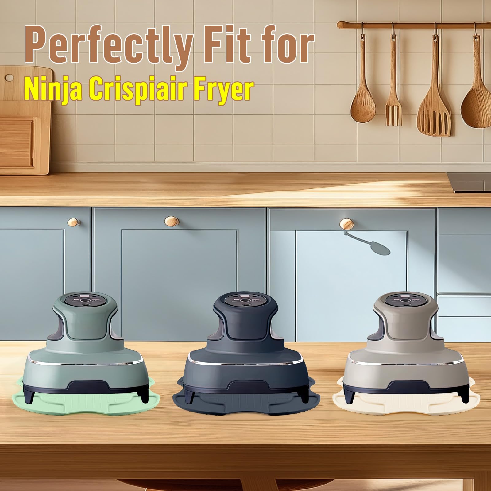 Heat-Resistant Silicone Air Fryer Trivet for Ninja Crispi – Reusable Non-Slip Mat Compatible with Ninja Crispi Glass Air Fryer Accessories (Gray) – Perfect for Countertop Protection & Serving Hot Dishes