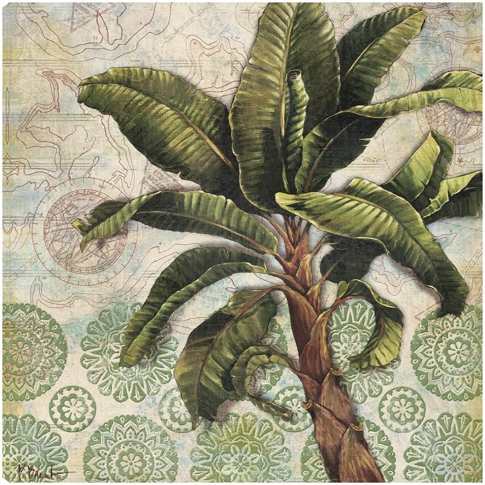 Paul Brent Delray Palm IV Fine Art Canvas Wall Decor - 22x22 Inches Ready to Hang - Perfect for Living Room, Bedroom, Bathroom, Kitchen, Office, Bar & Dining Room - Tropical Beach Theme Home Decor