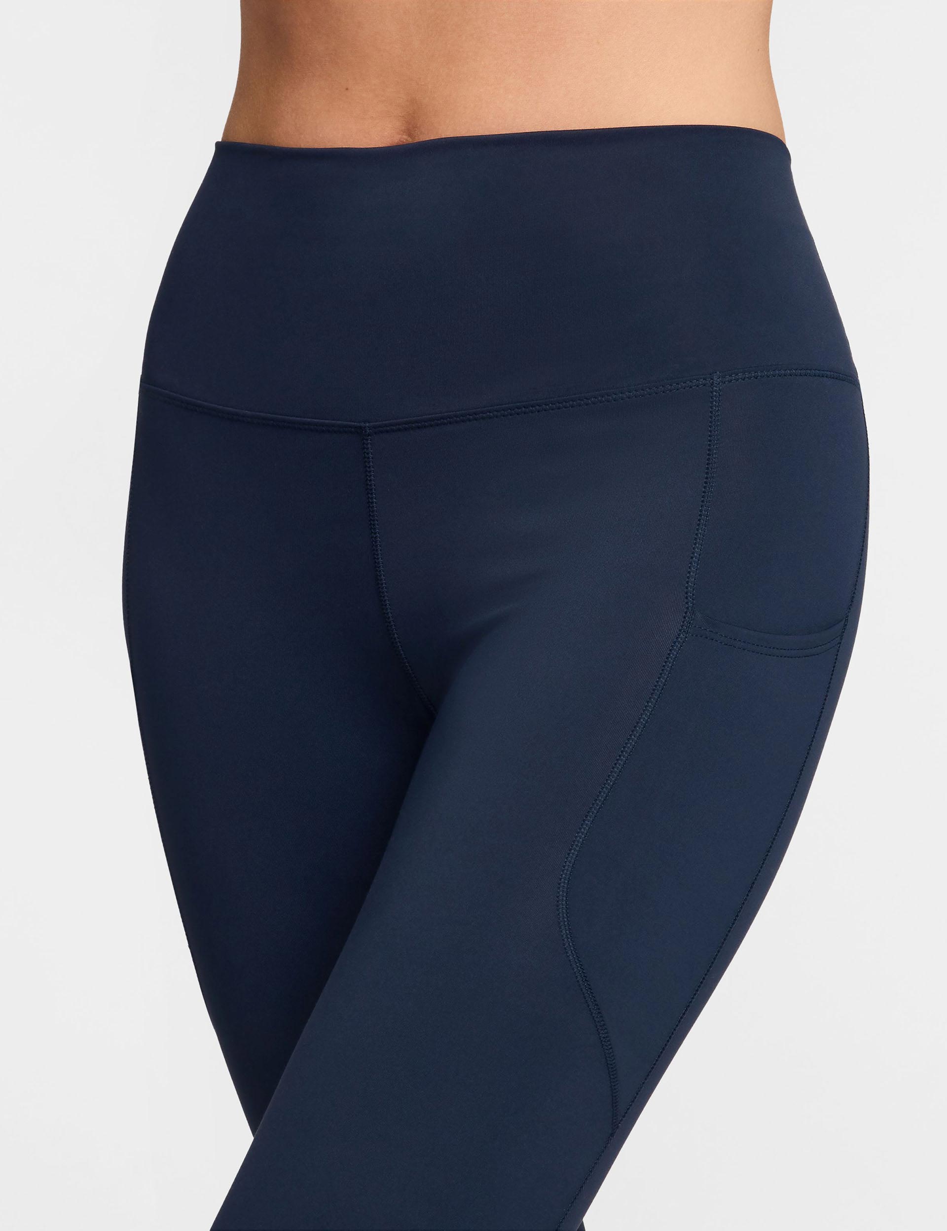 High Waisted 7/8 Pocket Leggings for Women - Obsidian Black Yoga Pants with Side Pockets - Perfect for Workouts, Running, Yoga & Everyday Wear