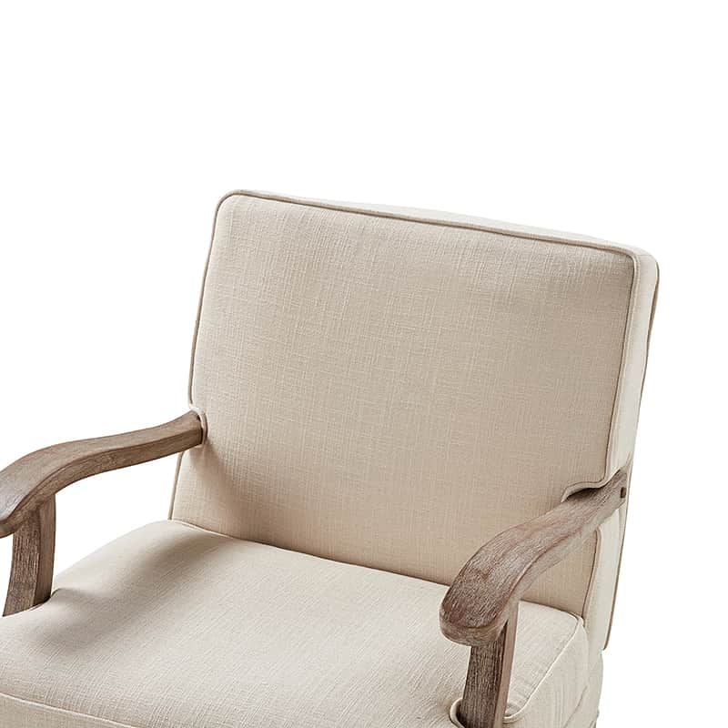Randolph Farmhouse Upholstered Accent Chair with Wooden Legs - Comfortable Living Room Armchair for Home Decor, Reading Nook & Cozy Sitting Area (Multiple Style Options Available)
