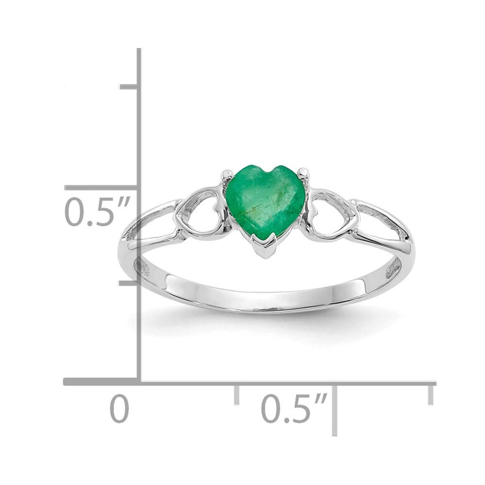 14K White Gold Emerald Birthstone Ring for Women - Dainty Fine Jewelry Gift for Her, Size 6 | Elegant Anniversary, Birthday & Mother's Day Present
