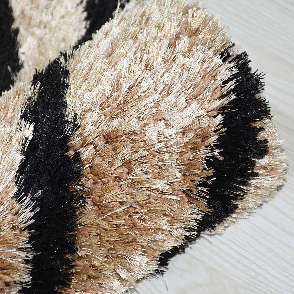 Rugsotic Hand Tufted Shag Polyester Area Rug 4'x6' - Soft Modern Beige Brown Carpet for Living Room, Bedroom & Home Decor (K00063)