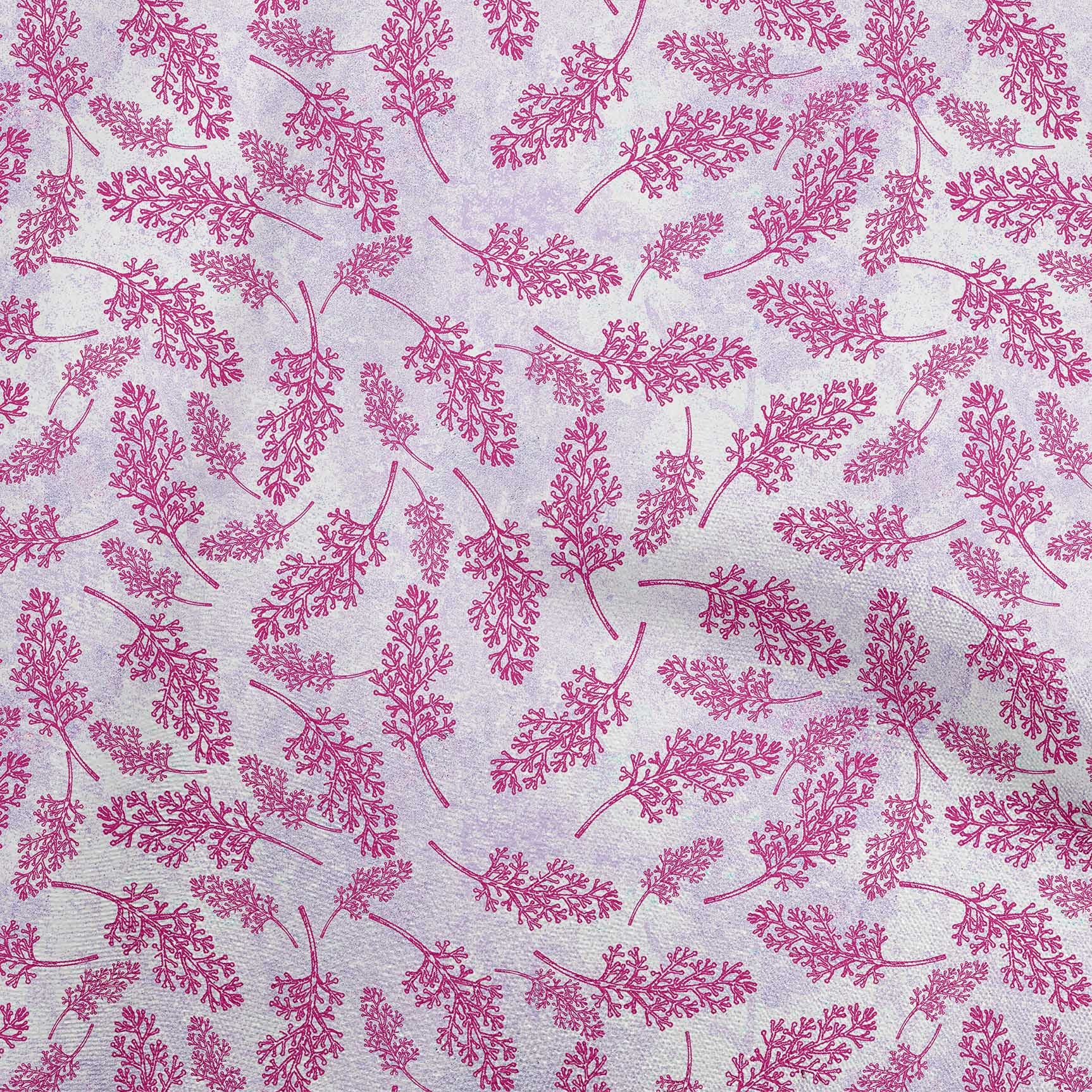 oneOone Polyester Spandex Fuchsia Pink Leaf Print Fabric by The Yard - 56 Inch Wide Dress Material for Summer Dresses, Skirts & DIY Fashion Projects