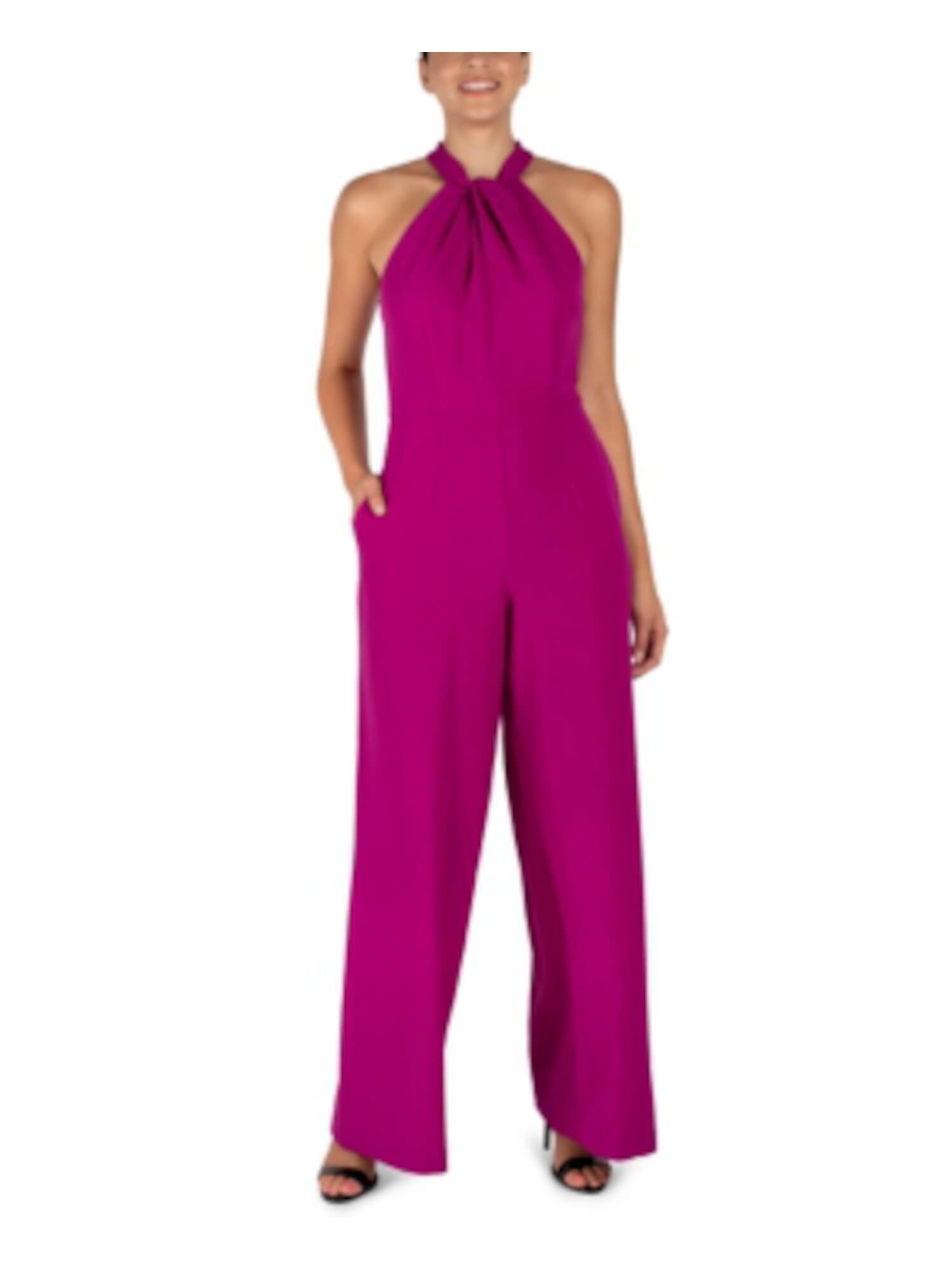 Julia Jordan Women's Sleeveless Knot Neck Wide Leg Jumpsuit - Elegant Dressy Romper for Evening Parties, Weddings & Summer Outings