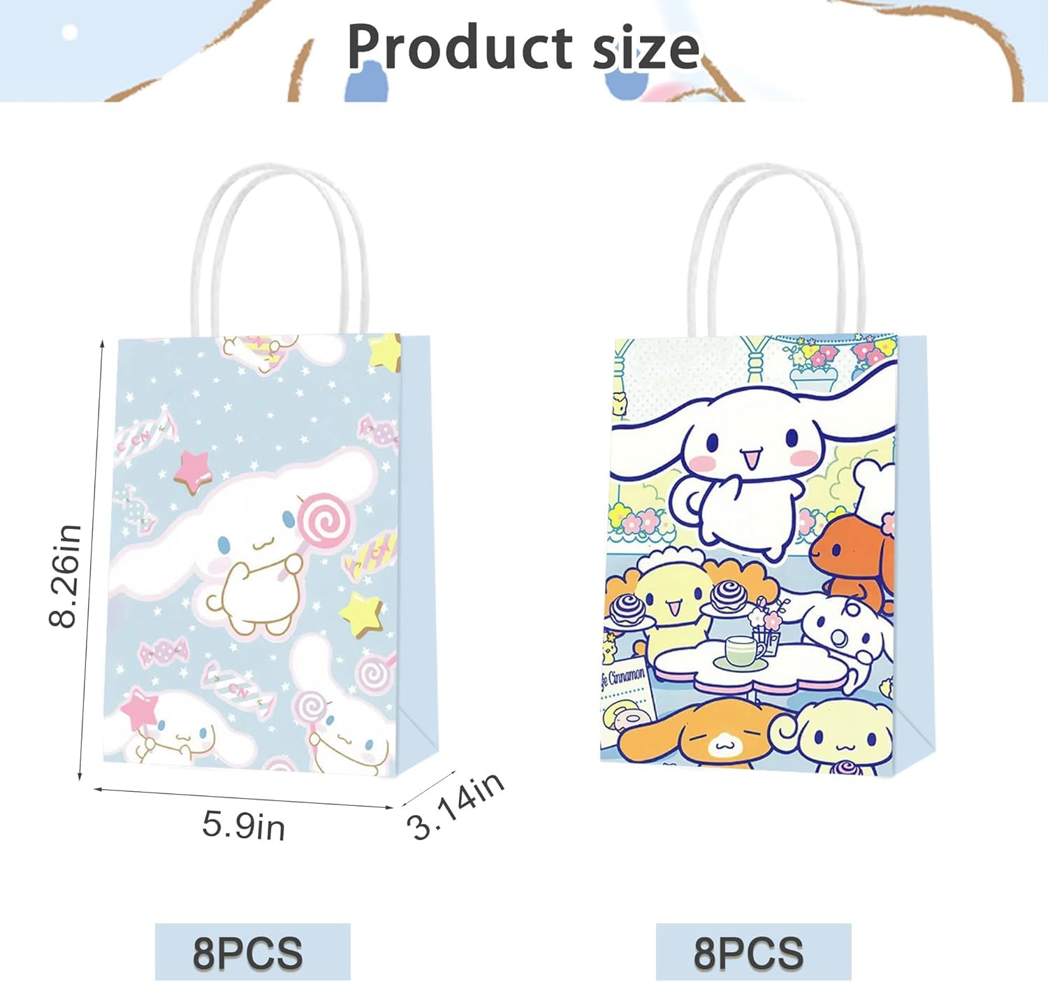 16 Pack Cinnamoroll Party Favor Bags - Cute Sanrio Paper Gift Bags for Kids Birthday Party, Baby Shower & Candy Treats - Perfect for Cinnamoroll Themed Celebrations, Classroom Rewards & Party Favors