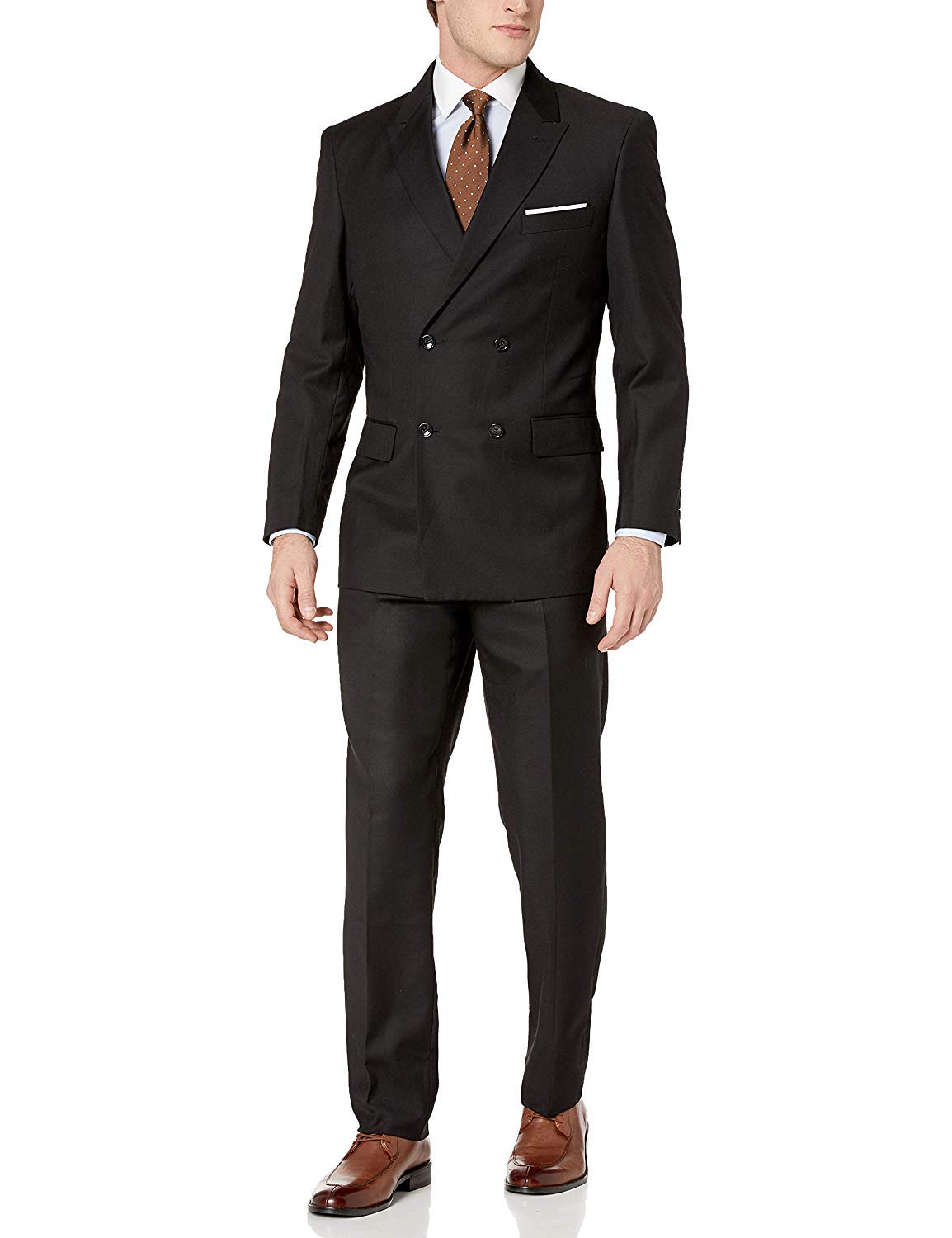 Adam Baker Men's 2-Piece Wool Blend Double Breasted Solid Dress Suit - Formal Business Attire for Weddings, Office & Special Occasions