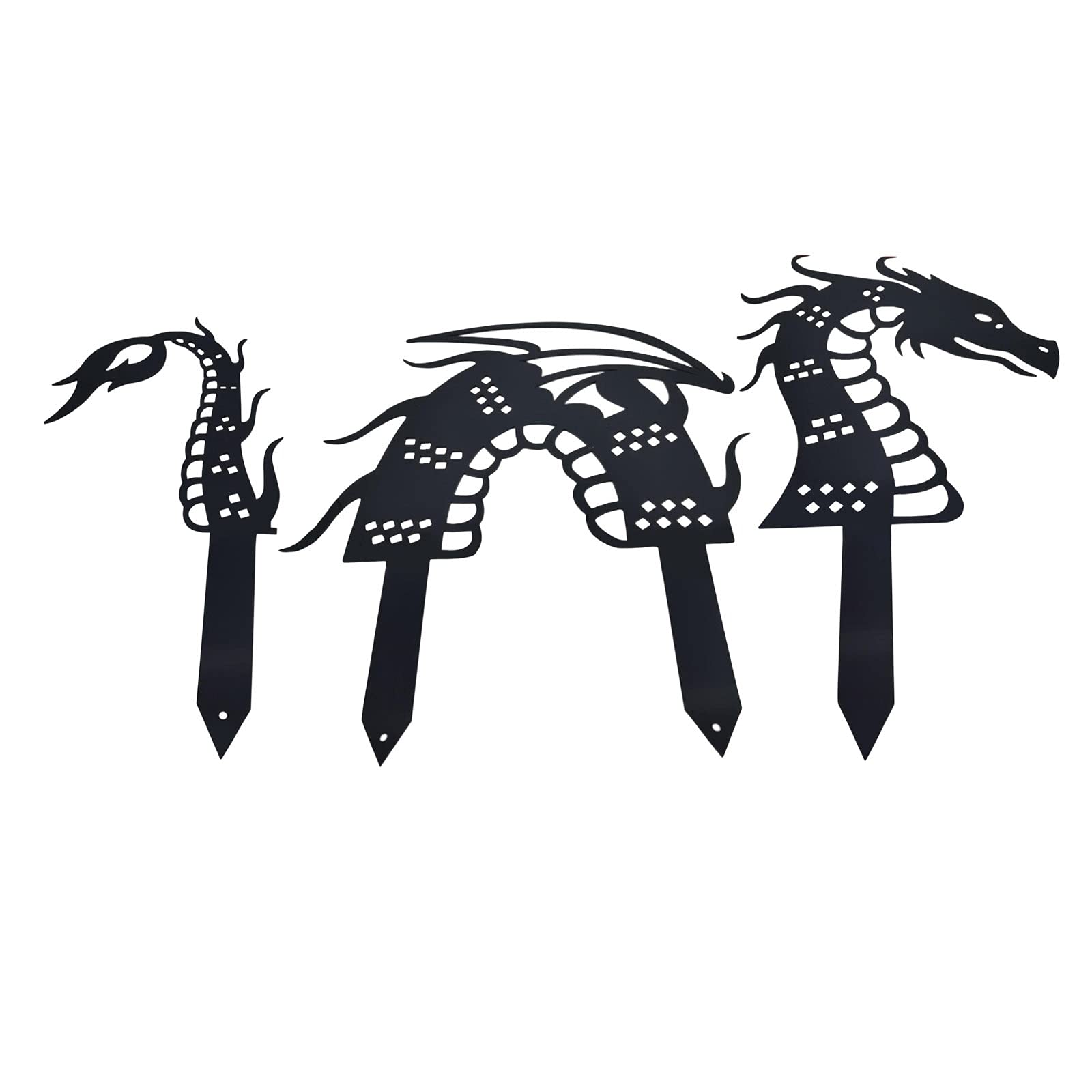 SobeiKre 3-Pack Decorative Dragon Garden Stakes - Acrylic Silhouette Outdoor Statues for Patio, Lawn & Garden Plant Decor - Perfect for Fairy Gardens, Backyard Landscaping and Halloween Yard Decorations