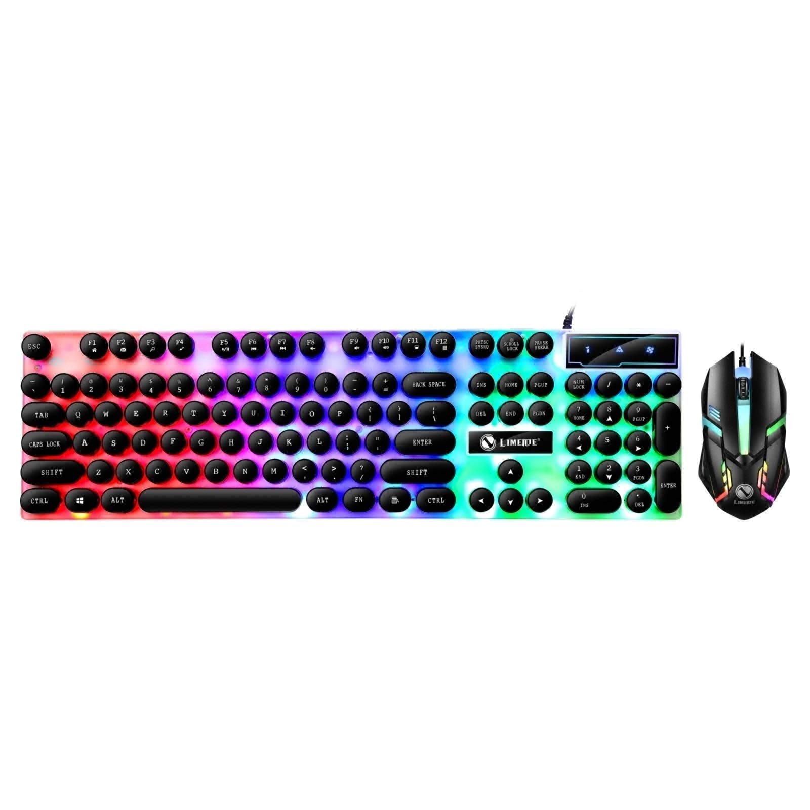 Mechanical Feel Backlit Wired Keyboard and Mouse Set - White | Gaming & Office Use | Ergonomic Design for Comfortable Typing
