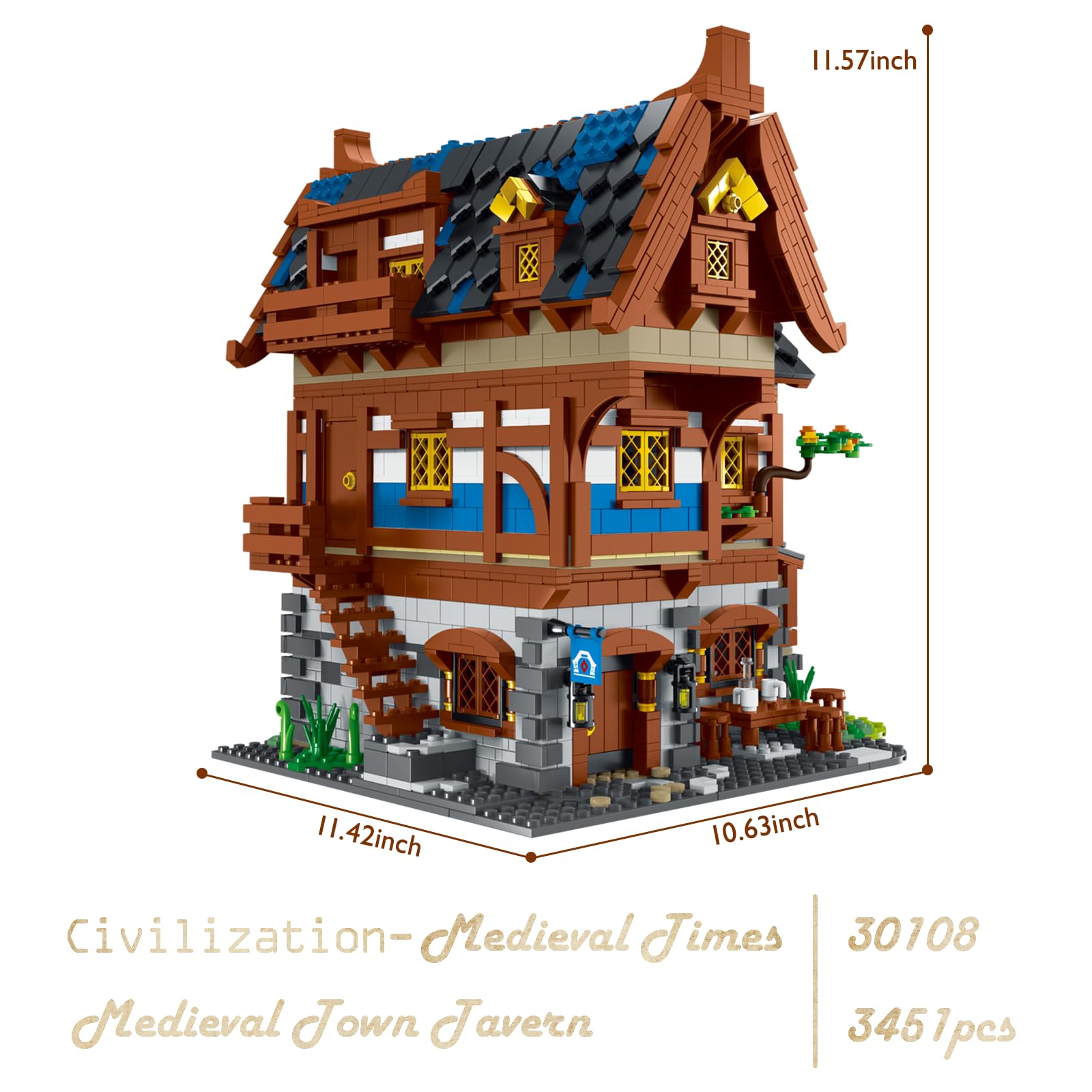 JMBricklayer Medieval 30108 House Building Set for Adults - Creative Tavern Castle Construction Toy, Collectible Display Model Kit | Perfect Gift for Boys, Girls & Adults | Office Decor, Room Display & Medieval-Themed Party Decoration