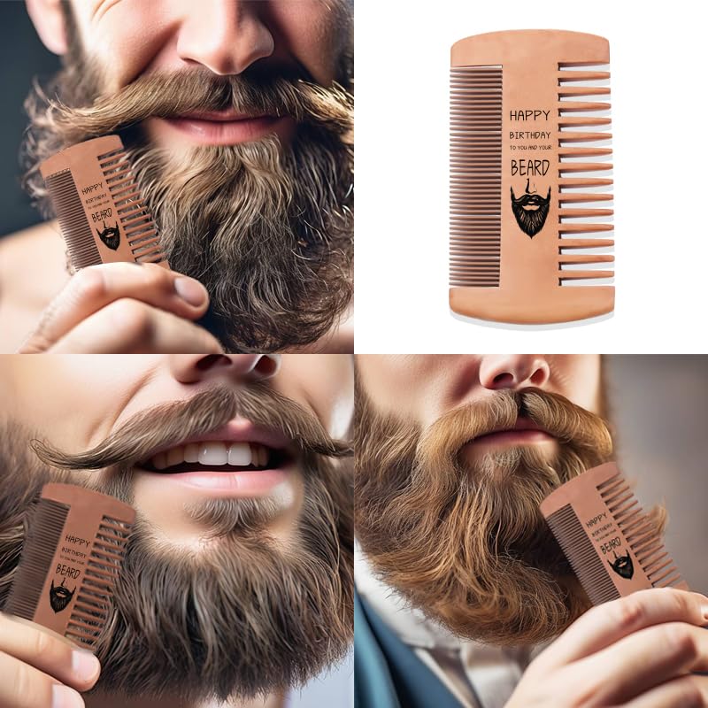 Wooden Beard Comb for Men - Perfect Birthday Gift for Husband, Boyfriend, Dad & Teen Boys | Grooming & Styling Tool for Beards | Ideal for Daily Use, Travel & Special Occasions