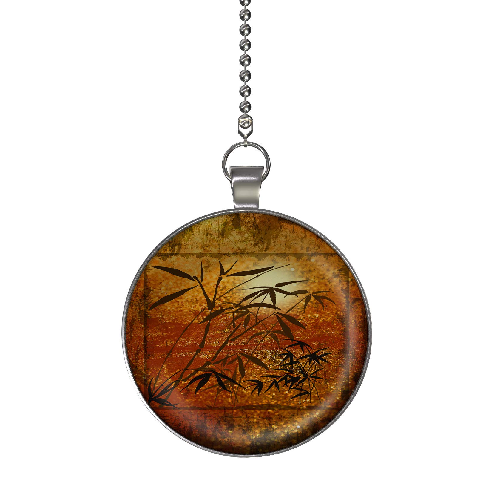Asian Style Bamboo Ceiling Fan Pull Chain with Glow Pendant - Decorative Light Pull for Ceiling Fans, Lamps & Home Decor