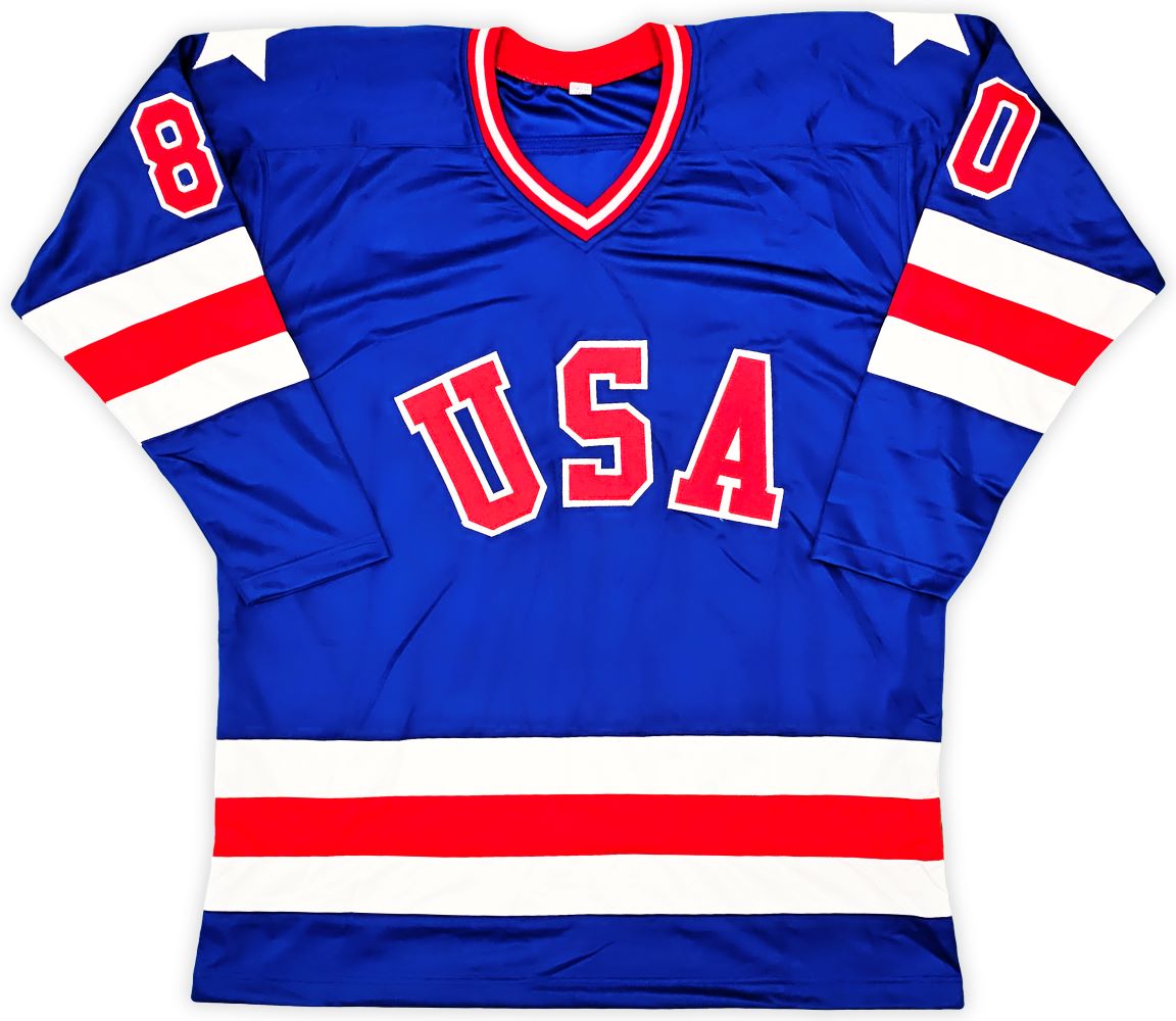 1980 USA Miracle on Ice Olympic Hockey Jersey - Team Signed Blue Jersey - Authentic Collectible for Hockey Fans & Sports Memorabilia - Perfect for Display, Gifting & Commemorating the Historic Victory