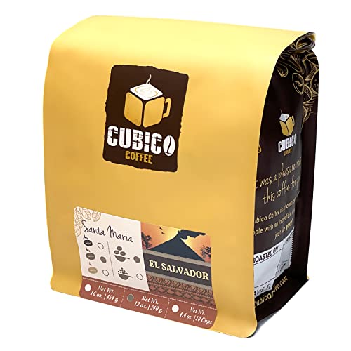 Premium El Salvador Single Origin Whole Bean Coffee - Freshly Roasted Arabica Beans - 12oz Bag of Cubico Coffee - Perfect for Home Brewing, Office Use & Gift Giving